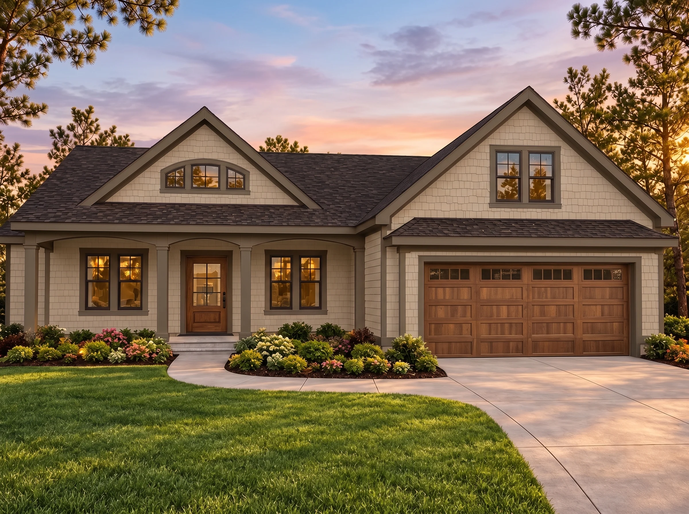 Plan  14-1048 – Georgia Empire |  Craftsman – 3-Bed, 3-Bath, 2,875 SF - Mushroom Taupe, AI-generated exterior concept