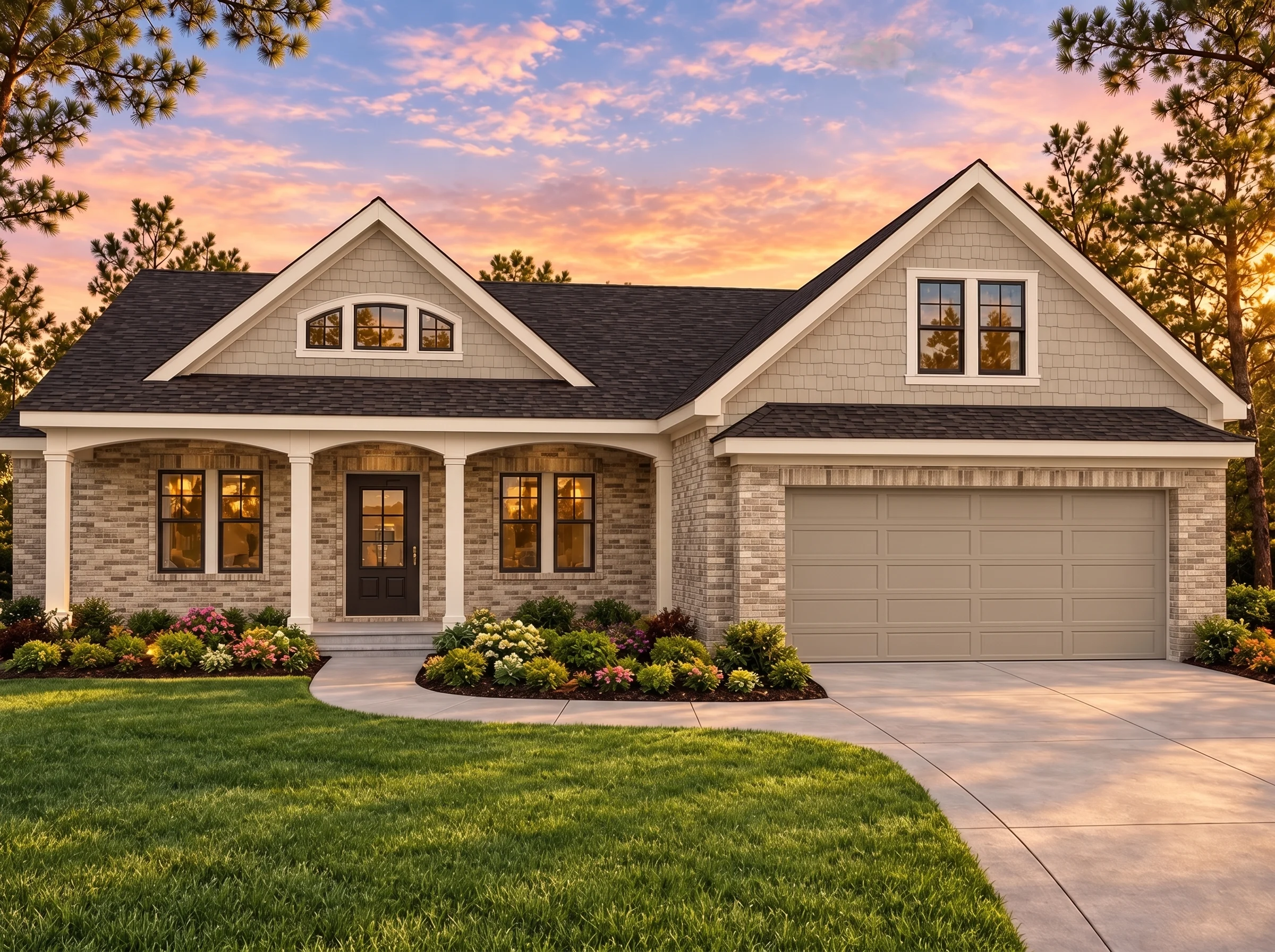 Plan  14-1048 – Georgia Empire |  Craftsman – 3-Bed, 3-Bath, 2,875 SF - Natural Brick, AI-generated exterior concept