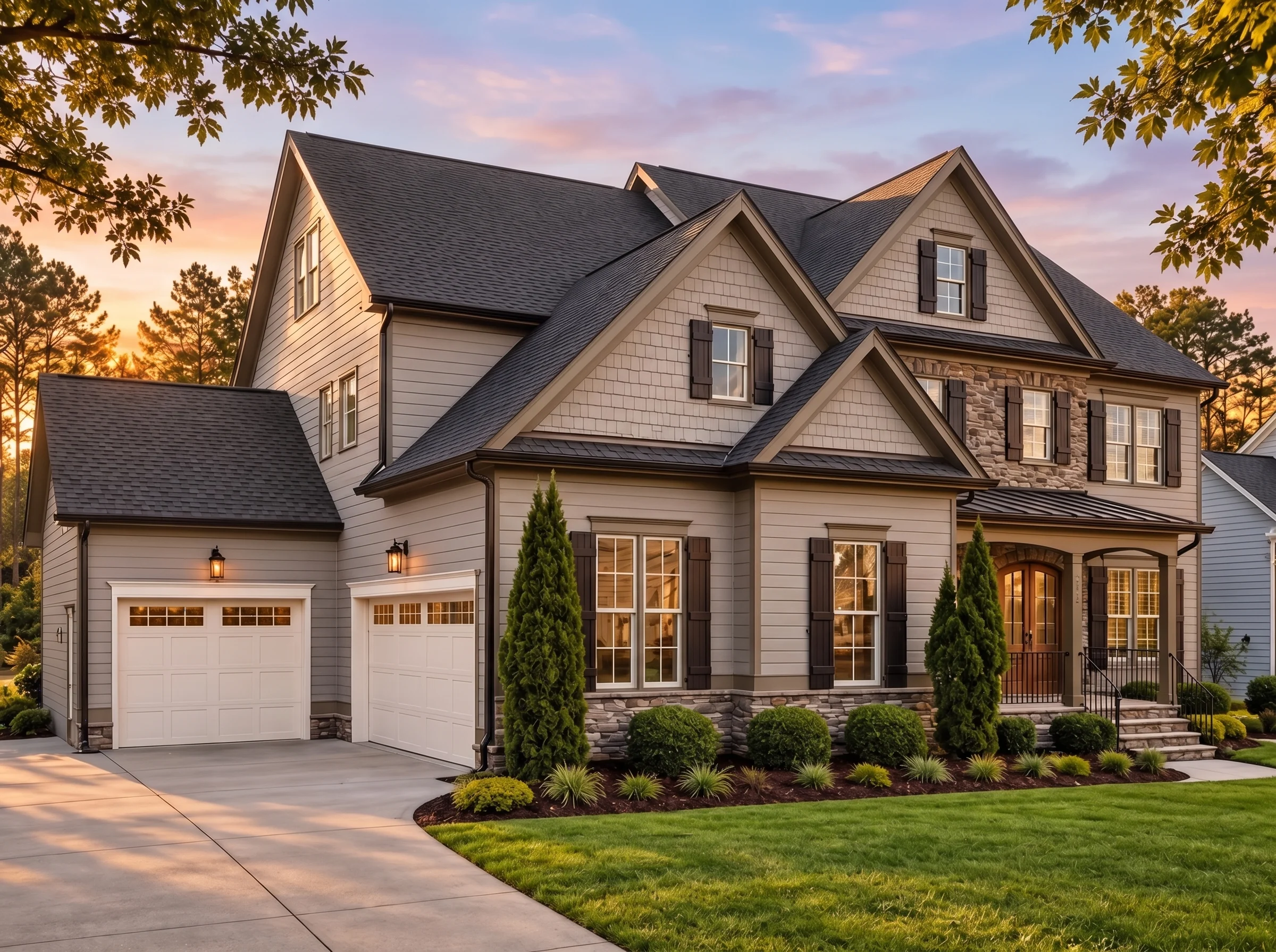 Plan  14-1039 – Cedar Bluff Retreat  | Shingle Style Pool House – 5-Bed, 5-Bath, 3,901 SF - Mushroom Taupe, AI-generated exterior concept