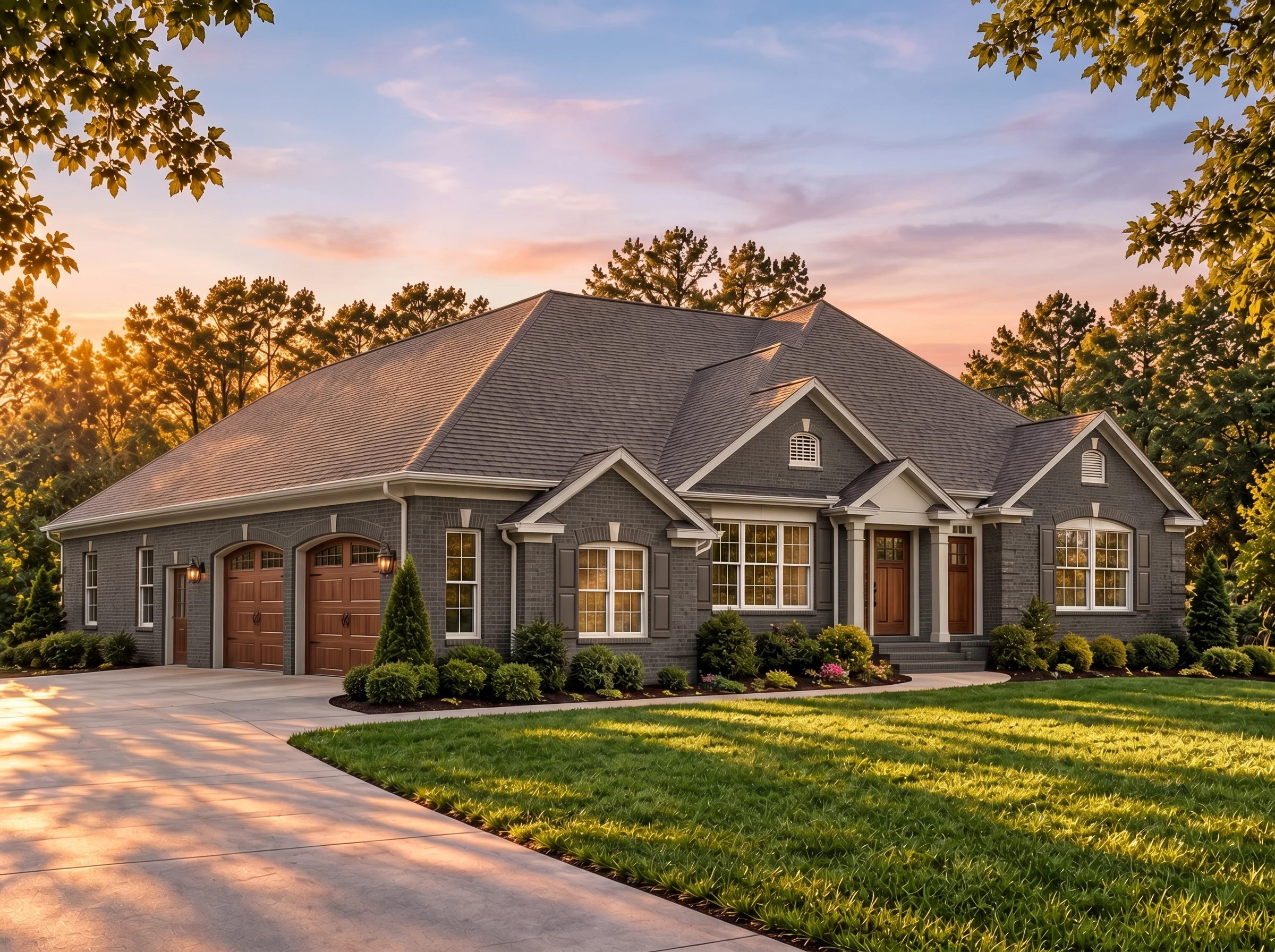 Plan  14-1015 – Pine Cove Cabin |  Traditional – 3-Bed, 3-Bath, 4,700 SF - Warm Charcoal, AI-generated exterior concept