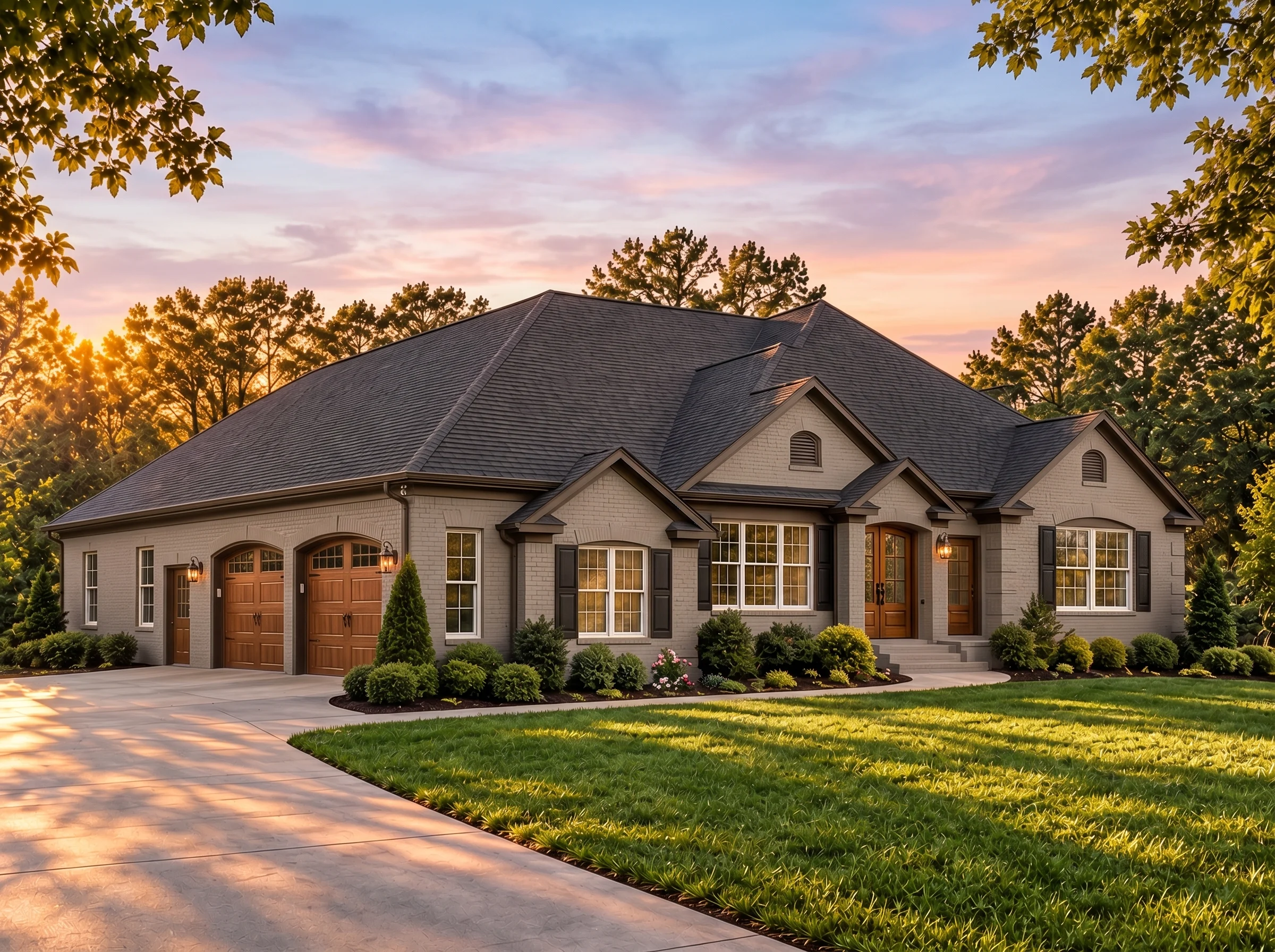Plan  14-1015 – Pine Cove Cabin |  Traditional – 3-Bed, 3-Bath, 4,700 SF - Mushroom Taupe, AI-generated exterior concept