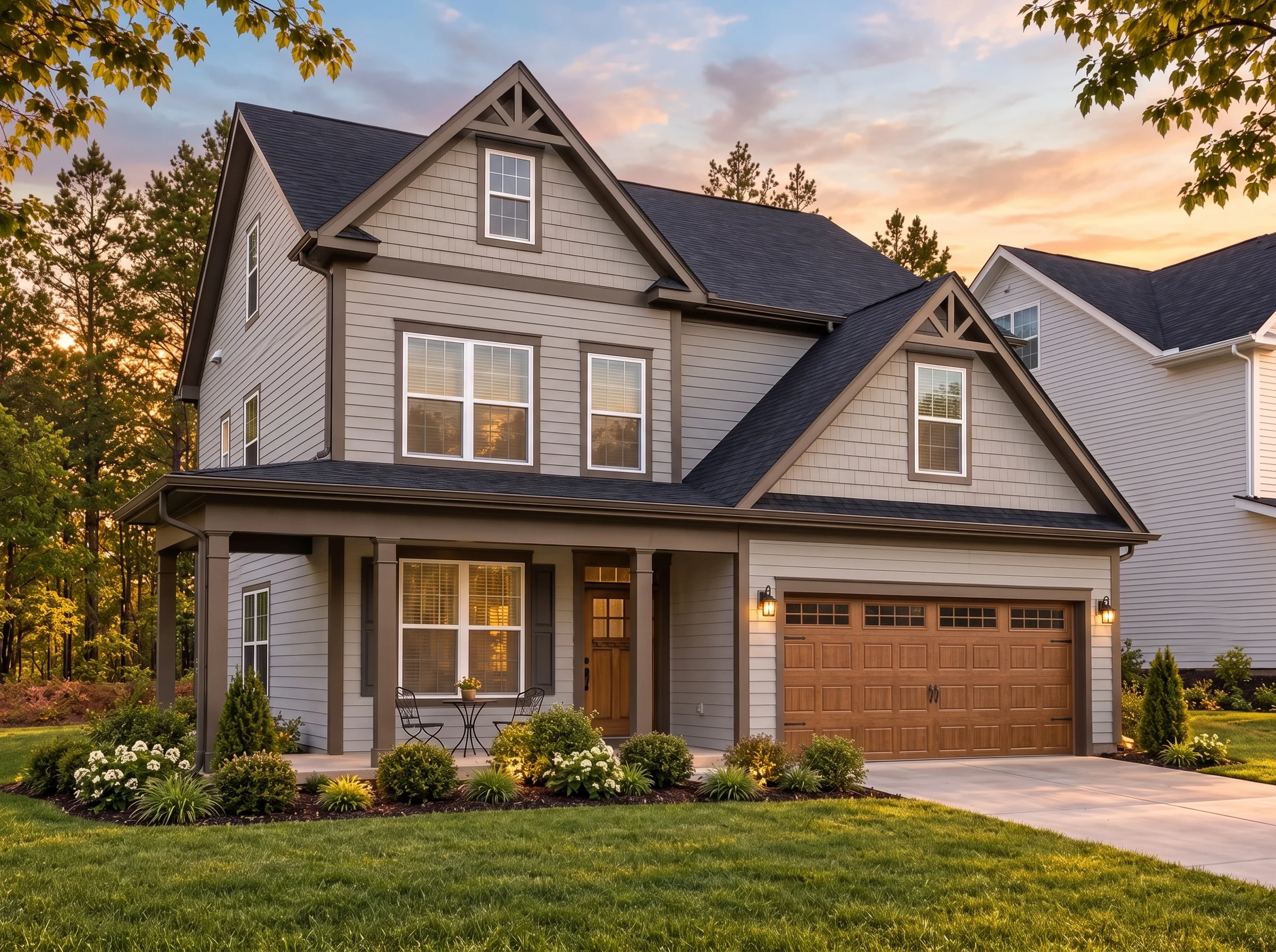 Plan  13-2093 – Auburn Summit Residence | Modern Farmhouse – 4-Bed, 2-Bath, 4,000 SF - Mushroom Taupe, AI-generated exterior concept