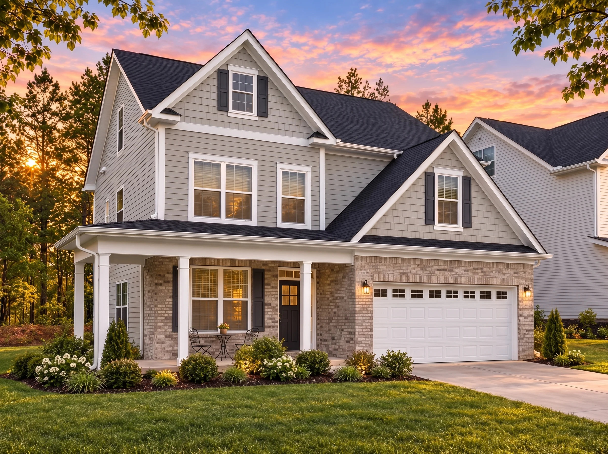 Plan  13-2093 – Auburn Summit Residence | Modern Farmhouse – 4-Bed, 2-Bath, 4,000 SF - Natural Brick, AI-generated exterior concept