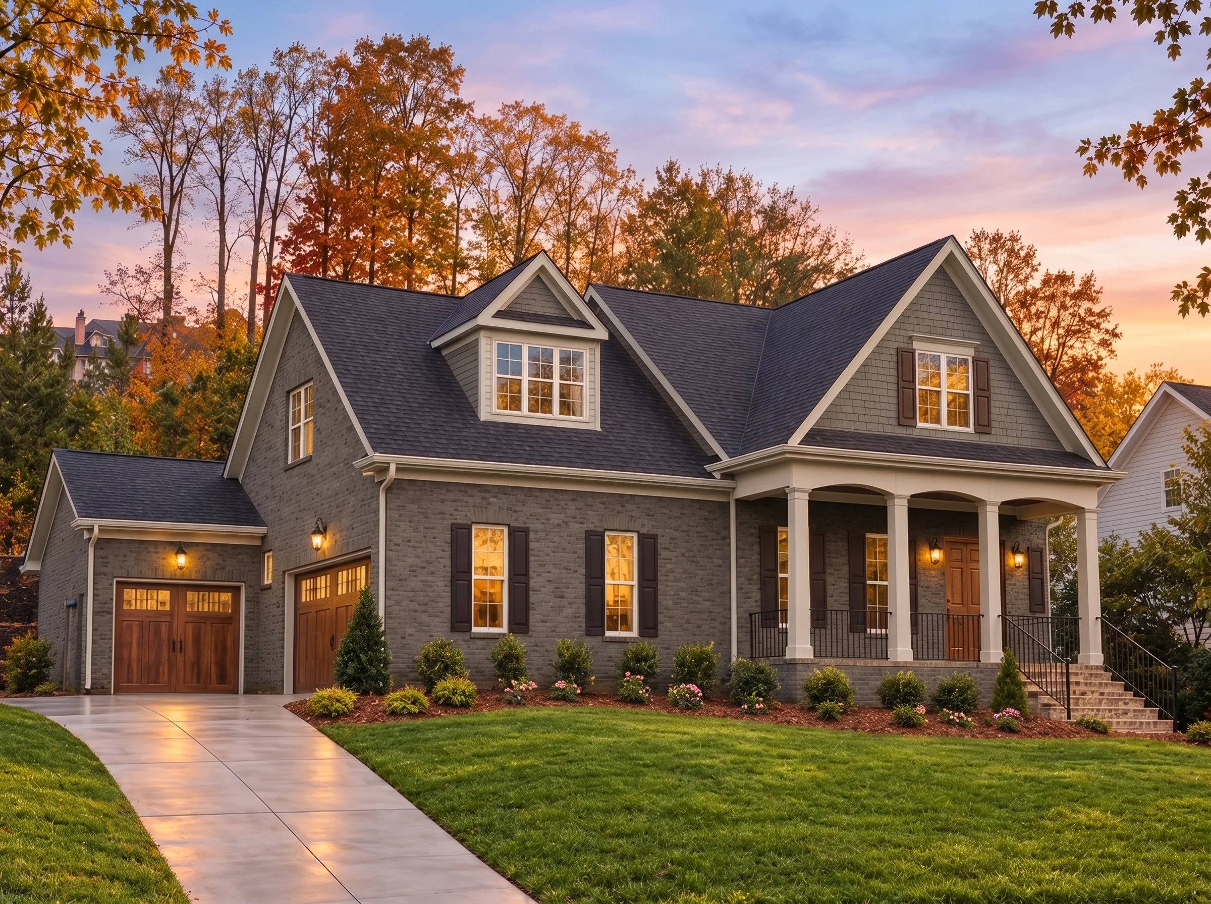 Plan  14-1133 – Aster Knoll Chalet |  New American – 4-Bed, 3.5-Bath, 3,671 SF - Warm Charcoal, AI-generated exterior concept