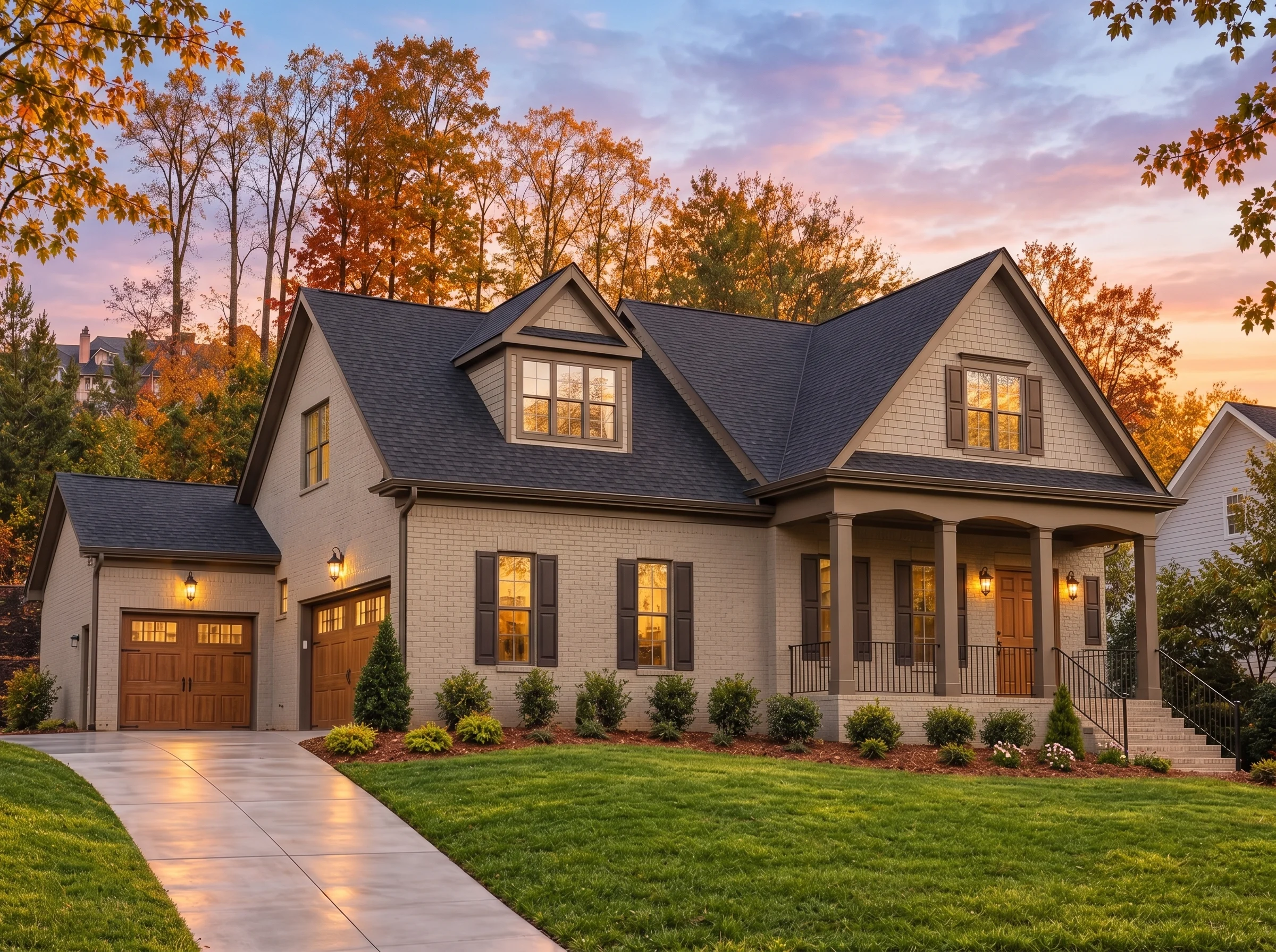 Plan  14-1133 – Aster Knoll Chalet |  New American – 4-Bed, 3.5-Bath, 3,671 SF - Mushroom Taupe, AI-generated exterior concept
