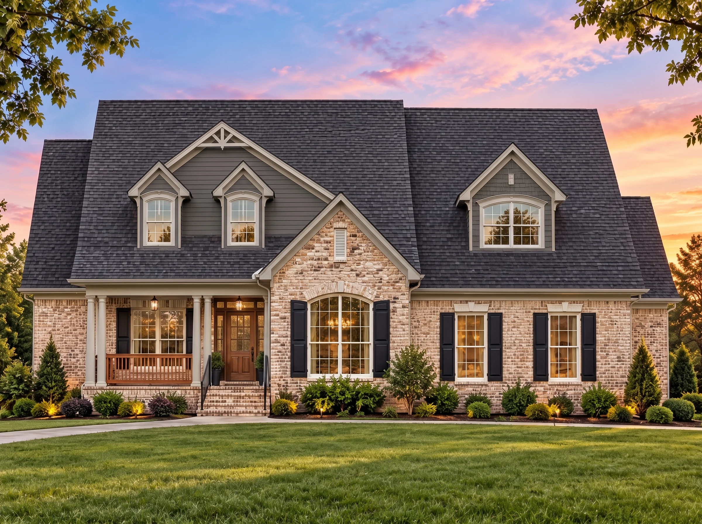 Plan  14-1102 – The Fulcrum | Cape  Cod – 3-Bed, 2.5-Bath, 2,404 SF - Warm Charcoal, AI-generated exterior concept
