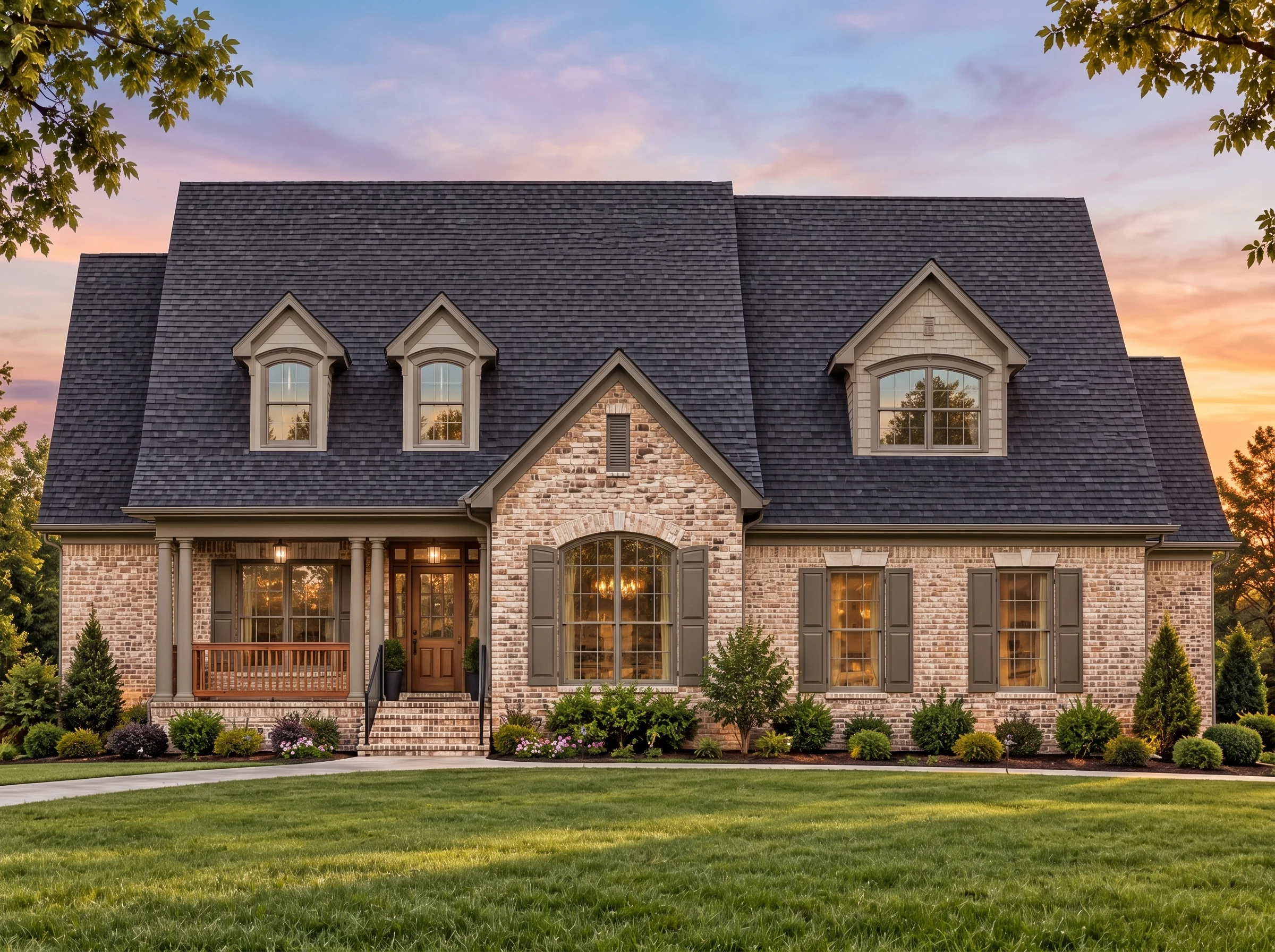 Plan  14-1102 – The Fulcrum | Cape  Cod – 3-Bed, 2.5-Bath, 2,404 SF - Mushroom Taupe, AI-generated exterior concept