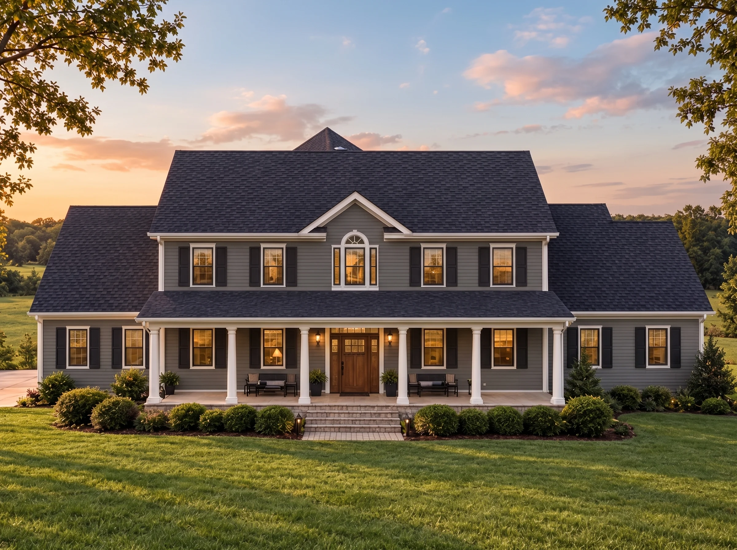 Plan  14-1161 – Cypress Cove Cottage  | Traditional Colonial – 4-Bed, 4.5-Bath, 3,304 SF - Warm Charcoal, AI-generated exterior concept