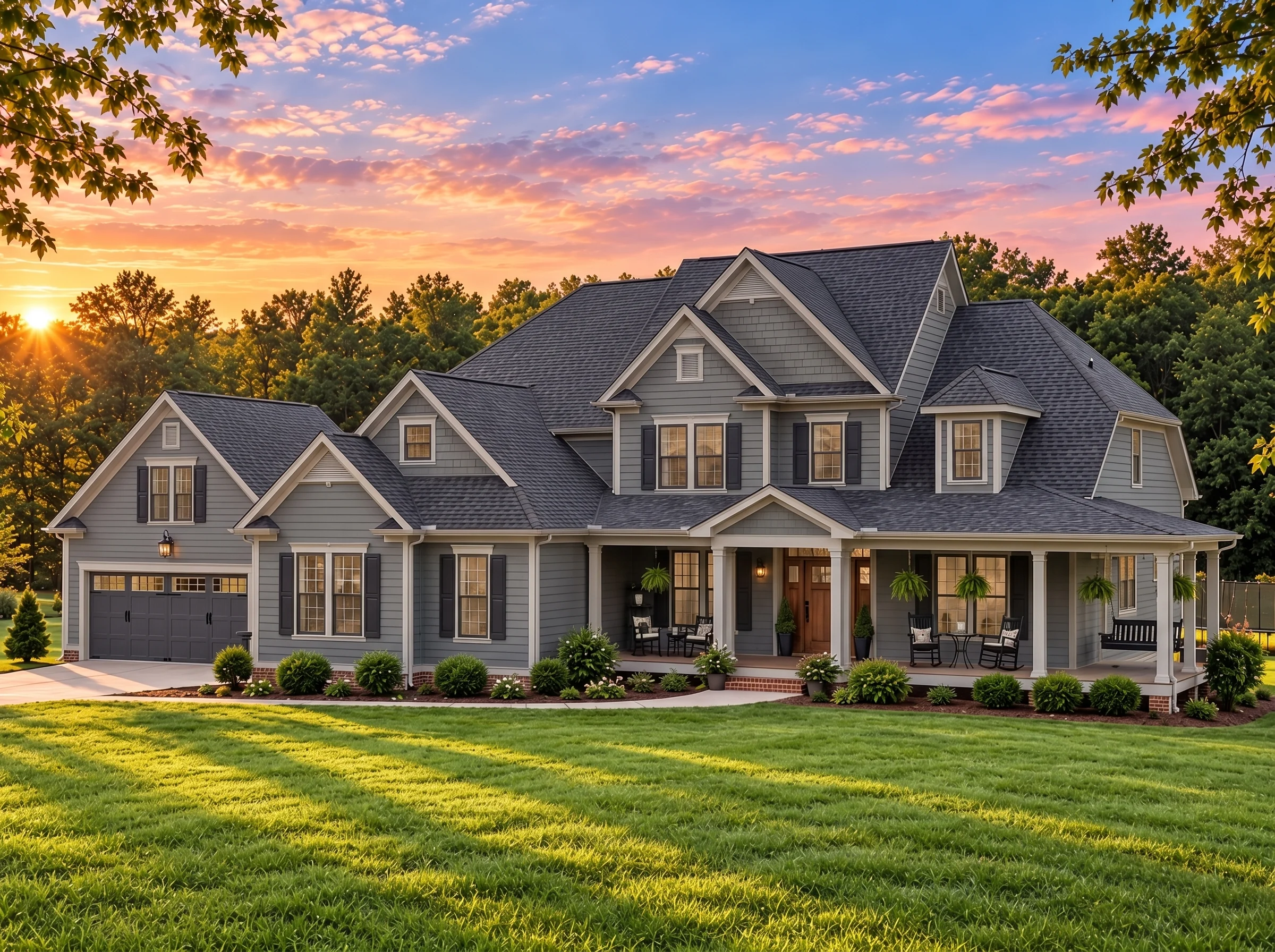 Plan  14-1248 – Alder Point Manor |  Modern Farmhouse – 4-Bed, 3.5-Bath, 3,435 SF - Warm Charcoal, AI-generated exterior concept