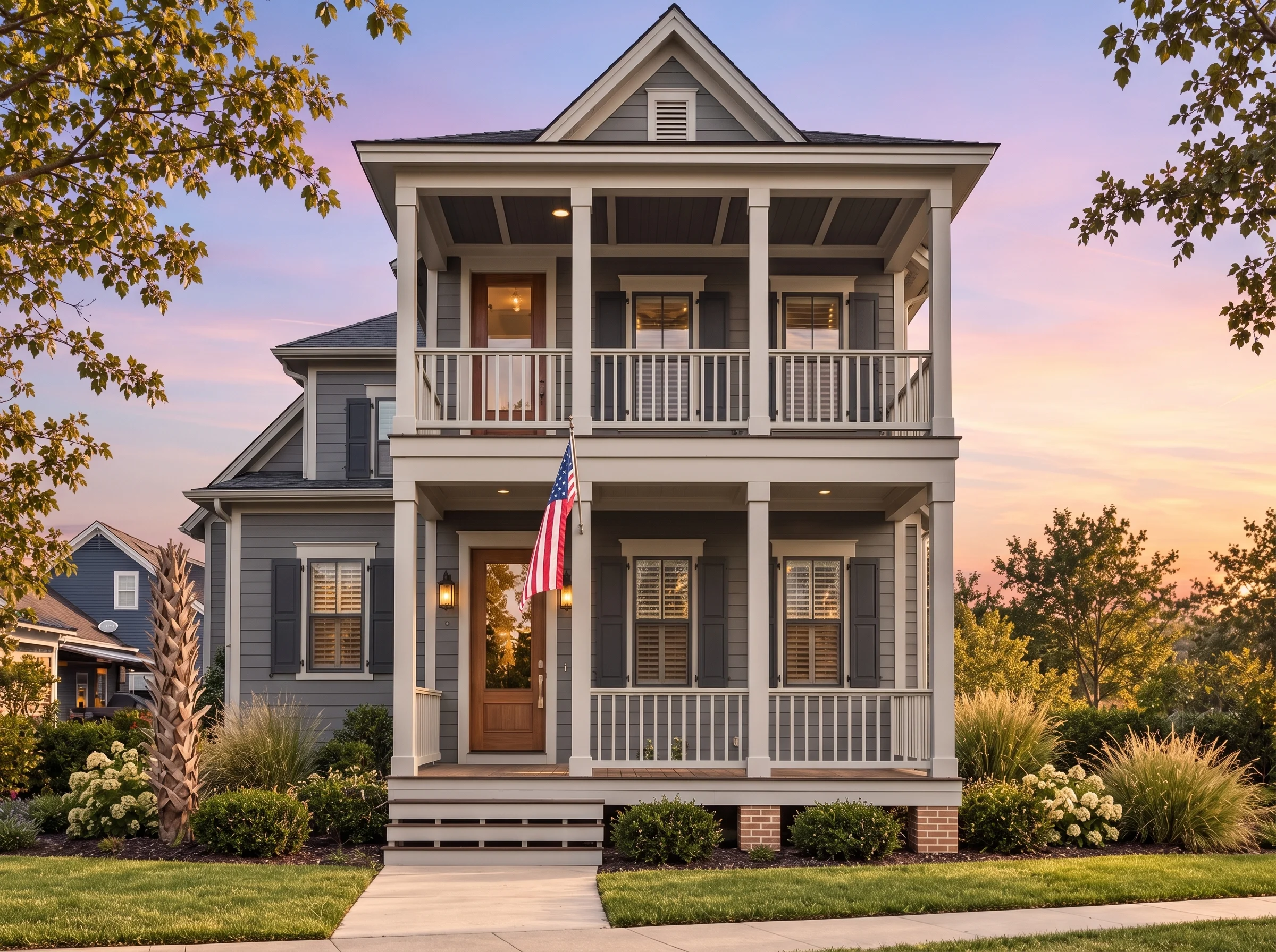 Plan  14-1283 – Stuart Haven |  Colonial – 3-Bed, 2.5-Bath, 2,367 SF - Warm Charcoal, AI-generated exterior concept