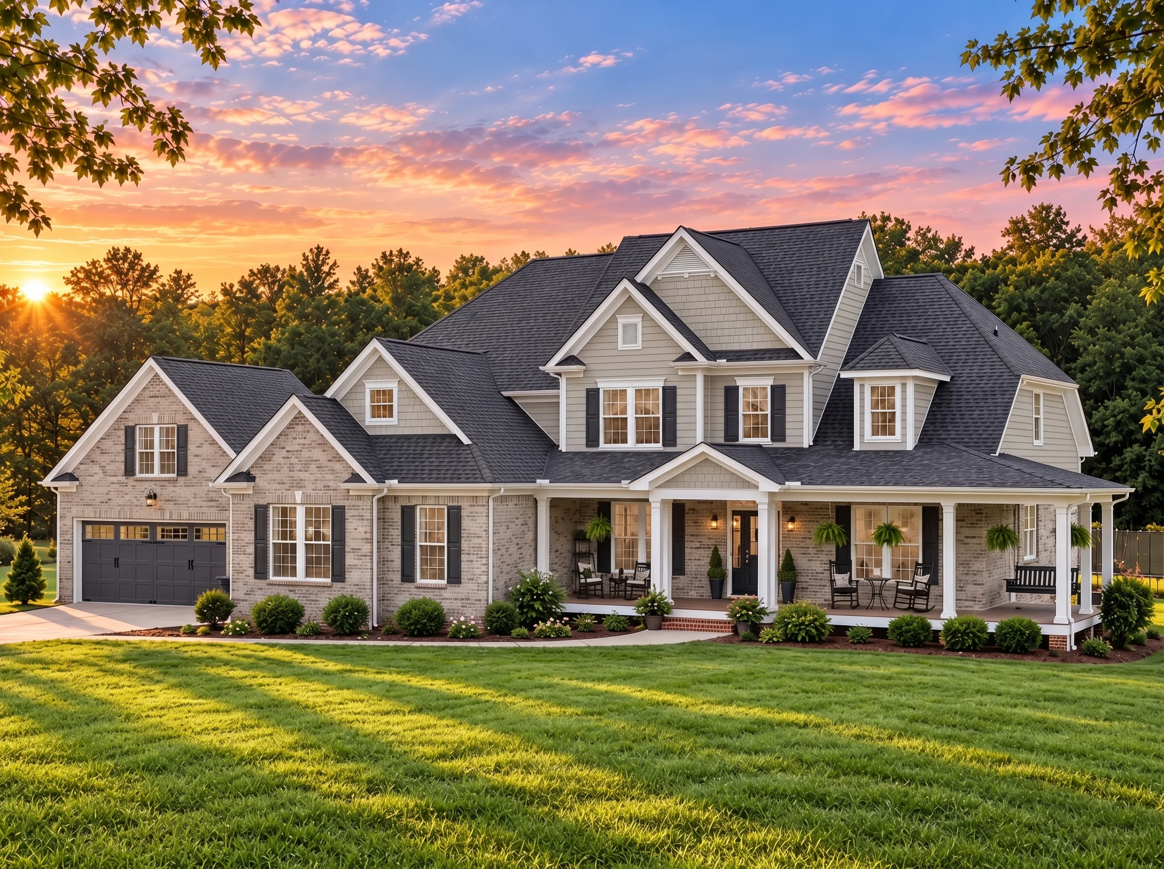 Plan  14-1248 – Alder Point Manor |  Modern Farmhouse – 4-Bed, 3.5-Bath, 3,435 SF - Natural Brick, AI-generated exterior concept