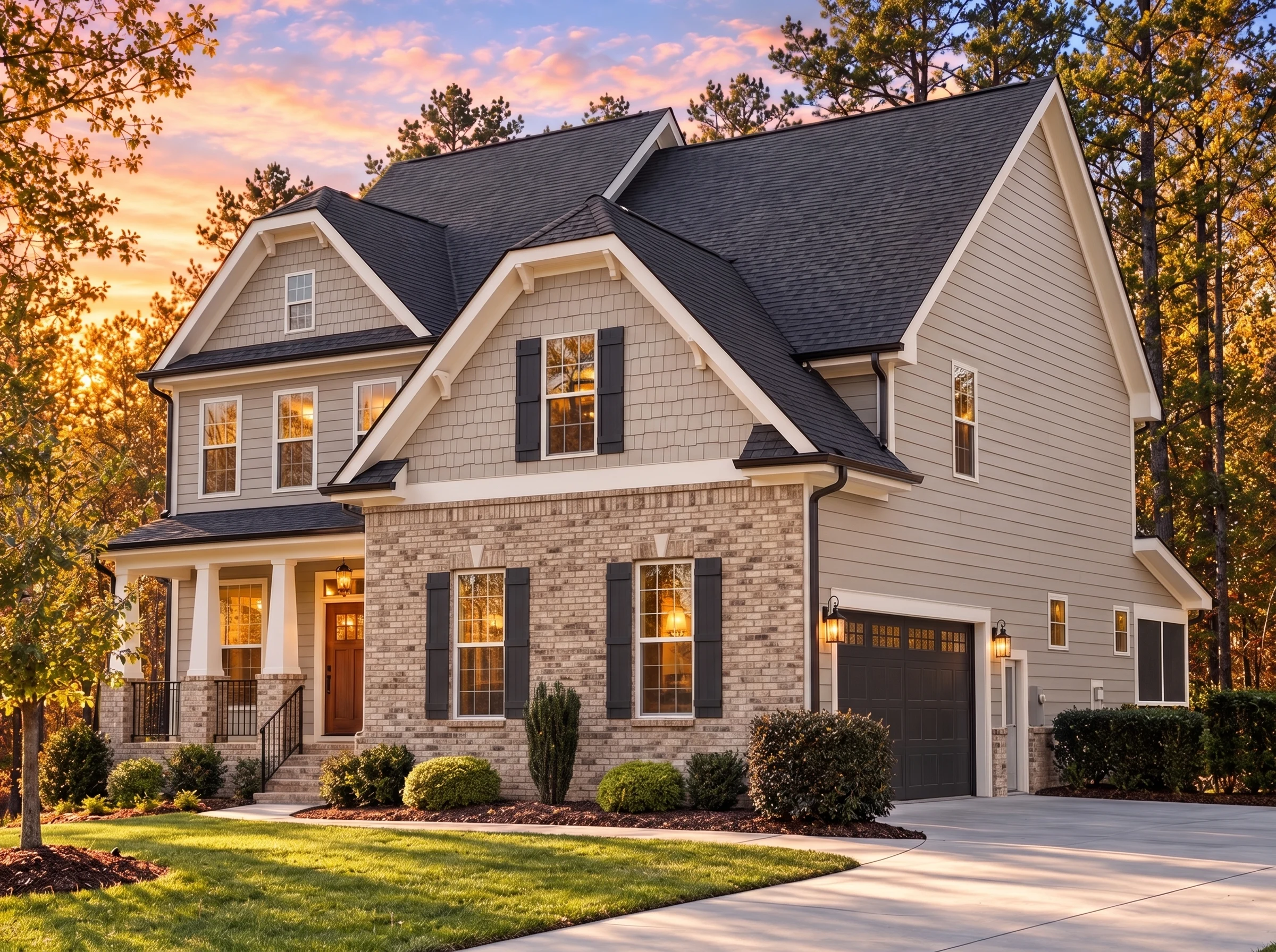 Plan  14-1249 – Onyx Contractors |  New American – 3-Bed, 2.5-Bath, 2,650 SF - Natural Brick, AI-generated exterior concept