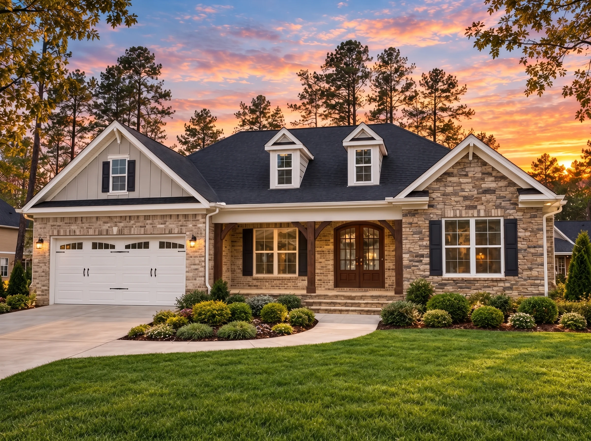Plan  14-1301 – The Sport |  Traditional Colonial – 3-Bed, 2-Bath, 2,614 SF - Natural Brick, AI-generated exterior concept