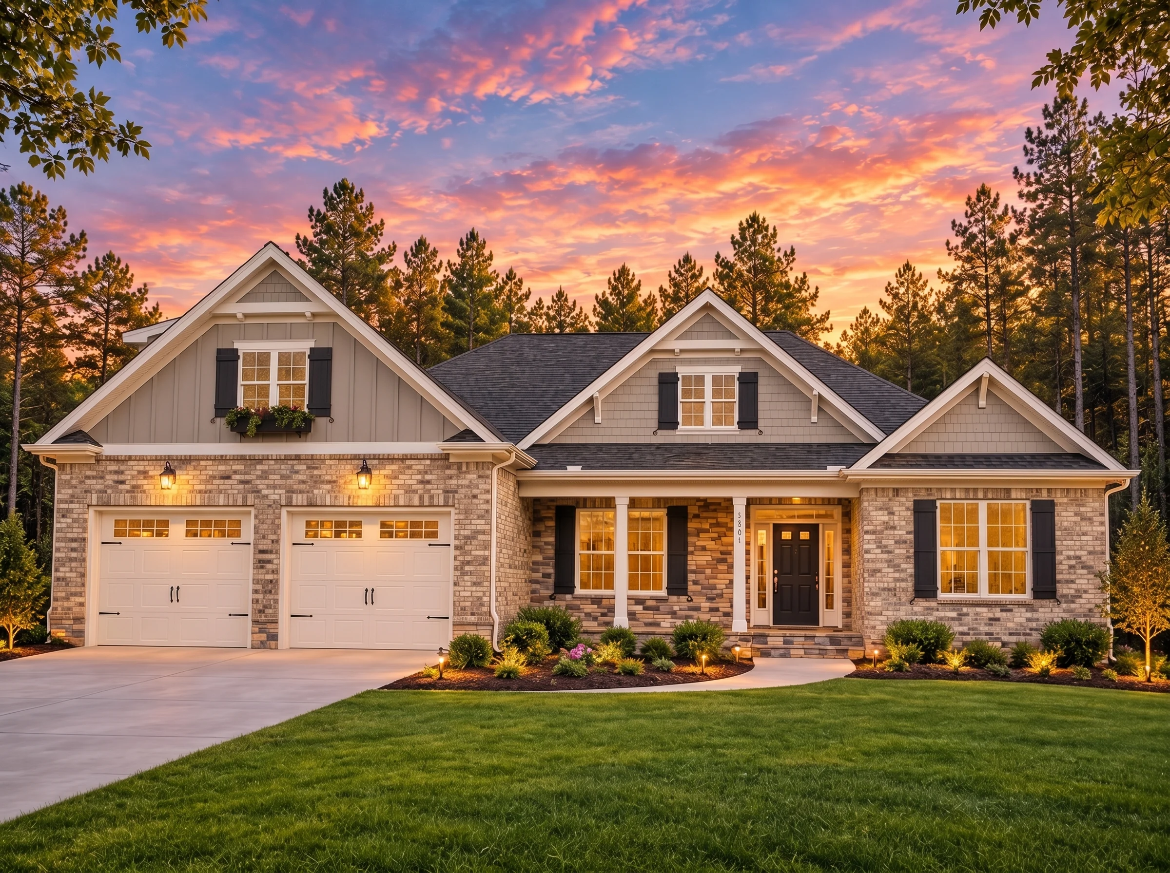 Plan  14-1311 – Auburn Knoll Place |  Traditional Ranch – 4-Bed, 3-Bath, 3,072 SF - Natural Brick, AI-generated exterior concept