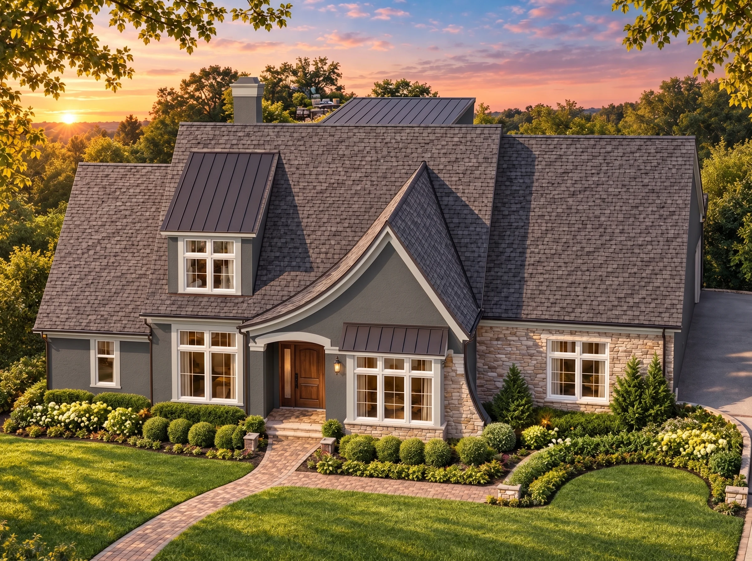 Plan  14-1346 – Auburn Point Haven |  Modern Farmhouse – 4-Bed, 4.5-Bath, 3,446 SF - Warm Charcoal, AI-generated exterior concept