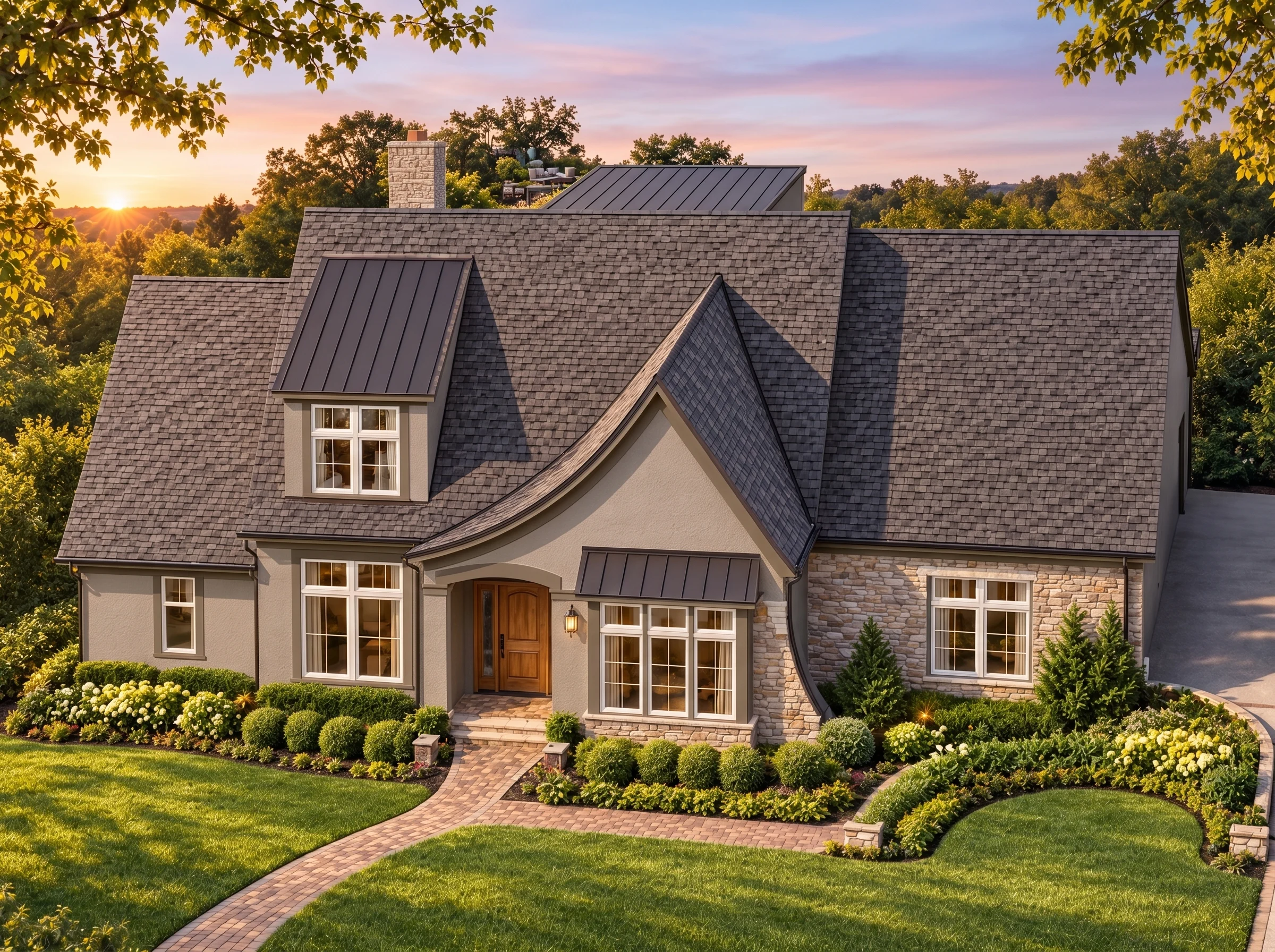 Plan  14-1346 – Auburn Point Haven |  Modern Farmhouse – 4-Bed, 4.5-Bath, 3,446 SF - Mushroom Taupe, AI-generated exterior concept