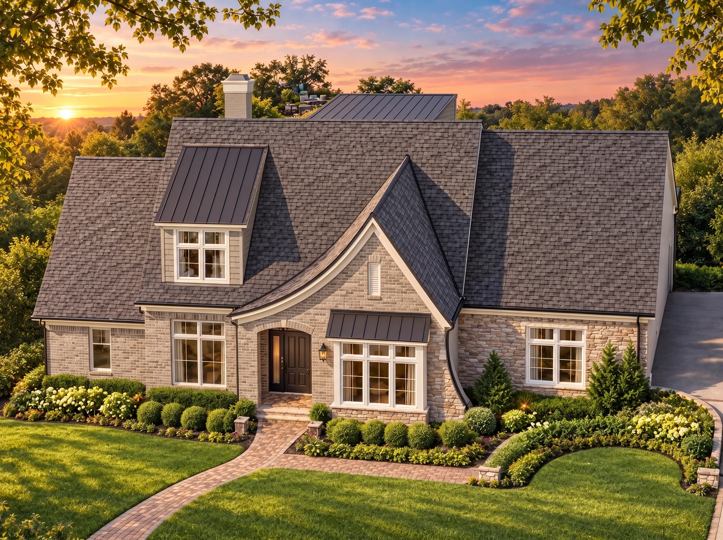 Plan  14-1346 – Auburn Point Haven |  Modern Farmhouse – 4-Bed, 4.5-Bath, 3,446 SF - Natural Brick, AI-generated exterior concept