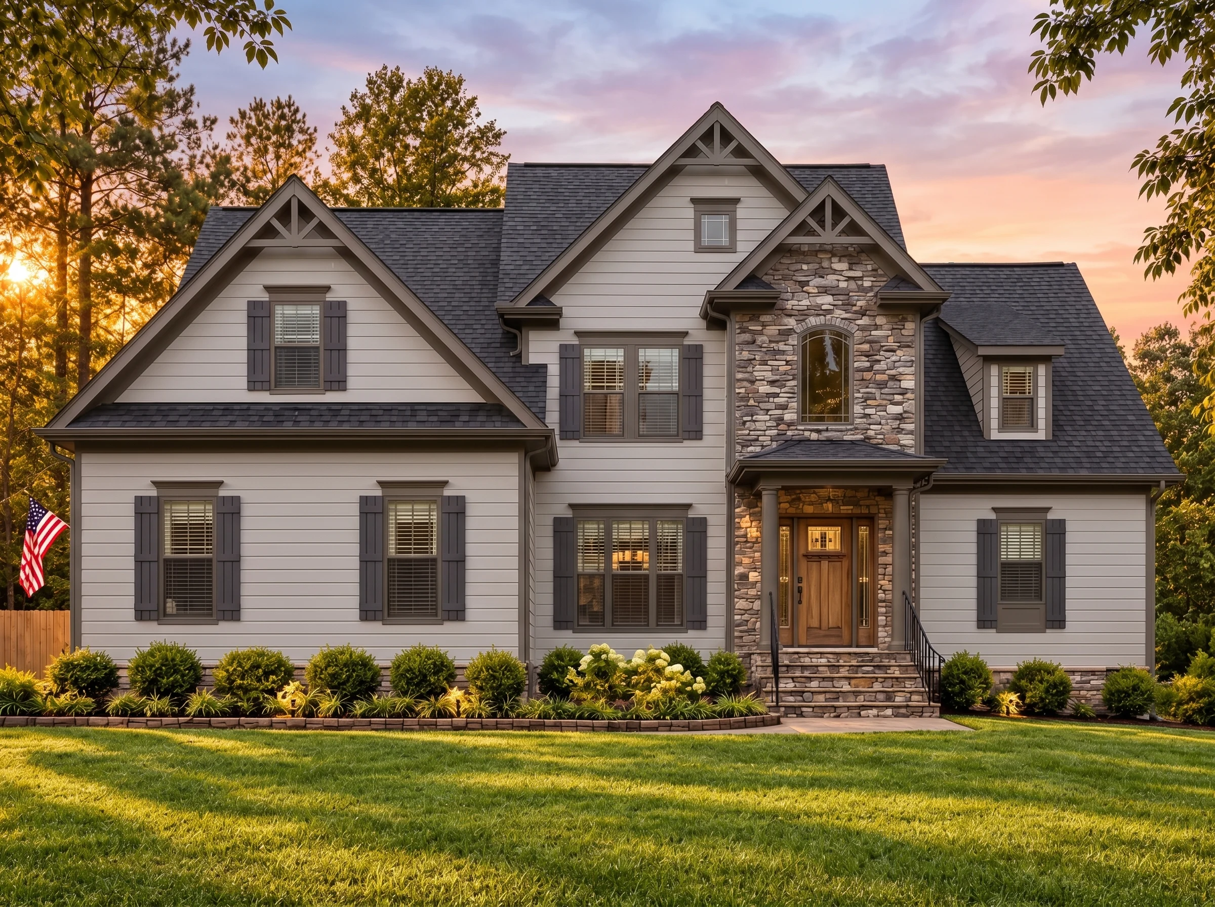 Plan  14-1446 – League Retreat | New  American – 3-Bed, 3-Bath, 2,544 SF - Mushroom Taupe, AI-generated exterior concept