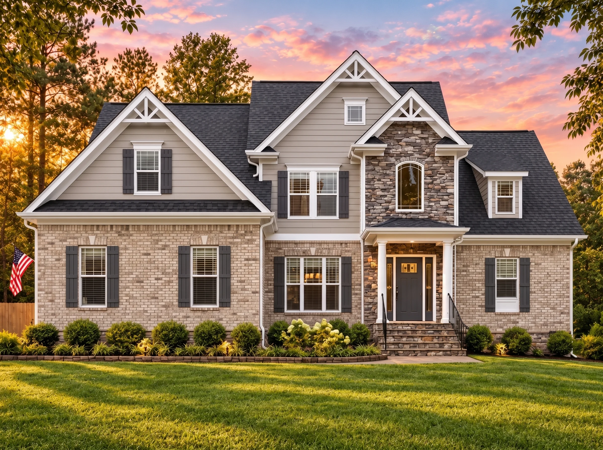 Plan  14-1446 – League Retreat | New  American – 3-Bed, 3-Bath, 2,544 SF - Natural Brick, AI-generated exterior concept