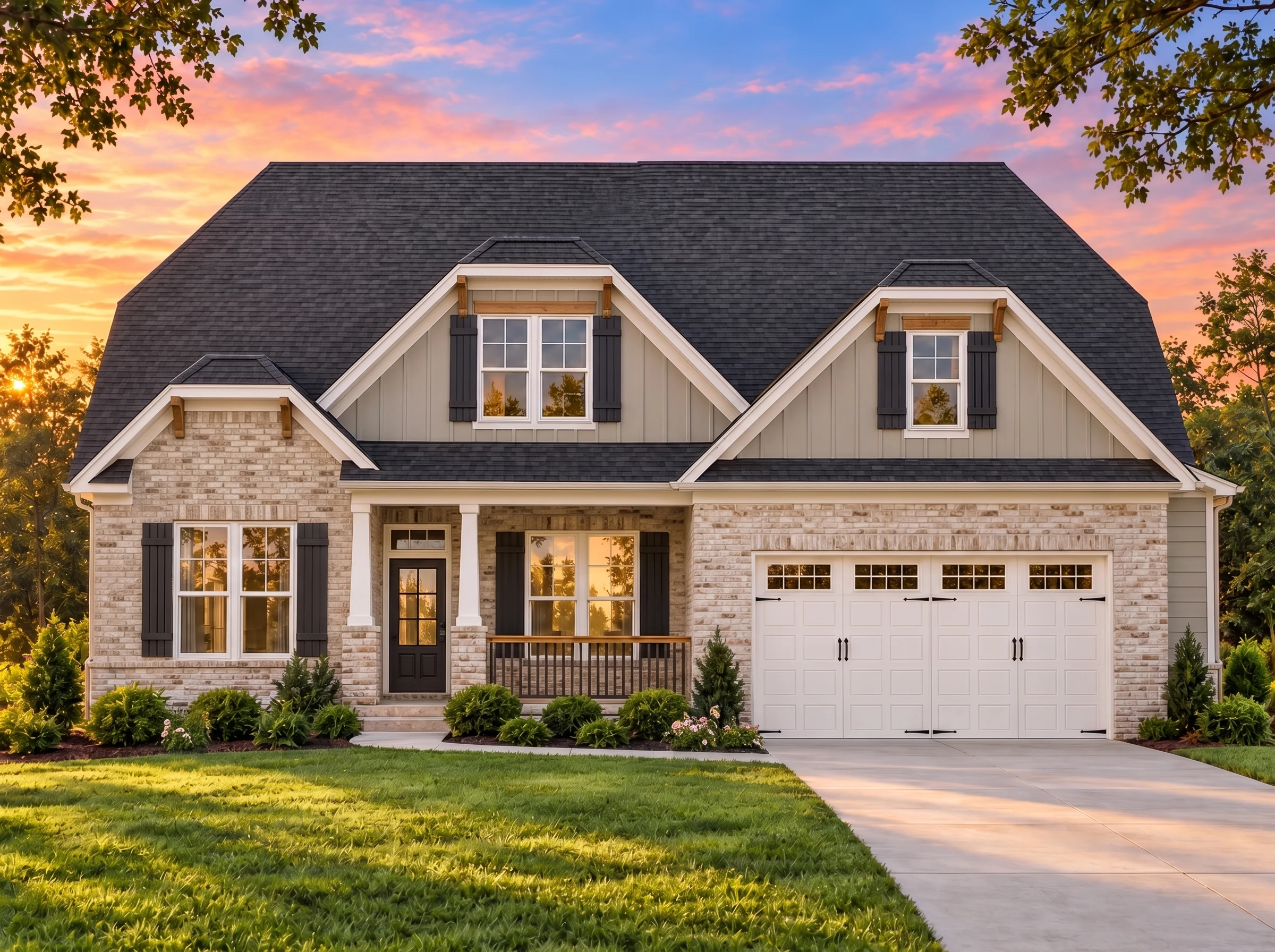 Plan  14-1439 – Yew Tree Brook Cottage  | New American – 4-Bed, 3.5-Bath, 2,712 SF - Natural Brick, AI-generated exterior concept