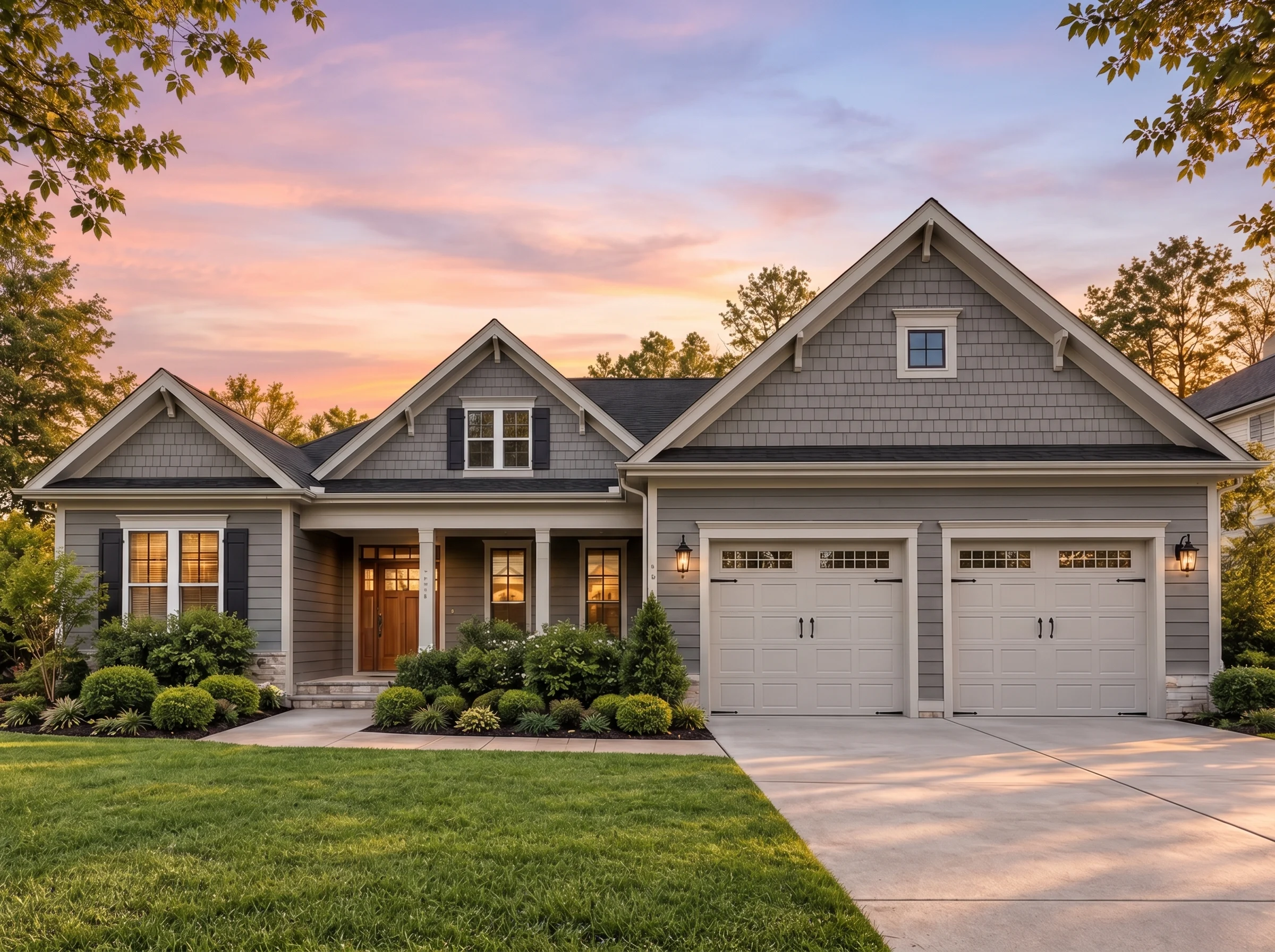 Plan  14-1548 – Auburn Field Estate  | New American – 4-Bed, 3-Bath, 2,010 SF - Warm Charcoal, AI-generated exterior concept