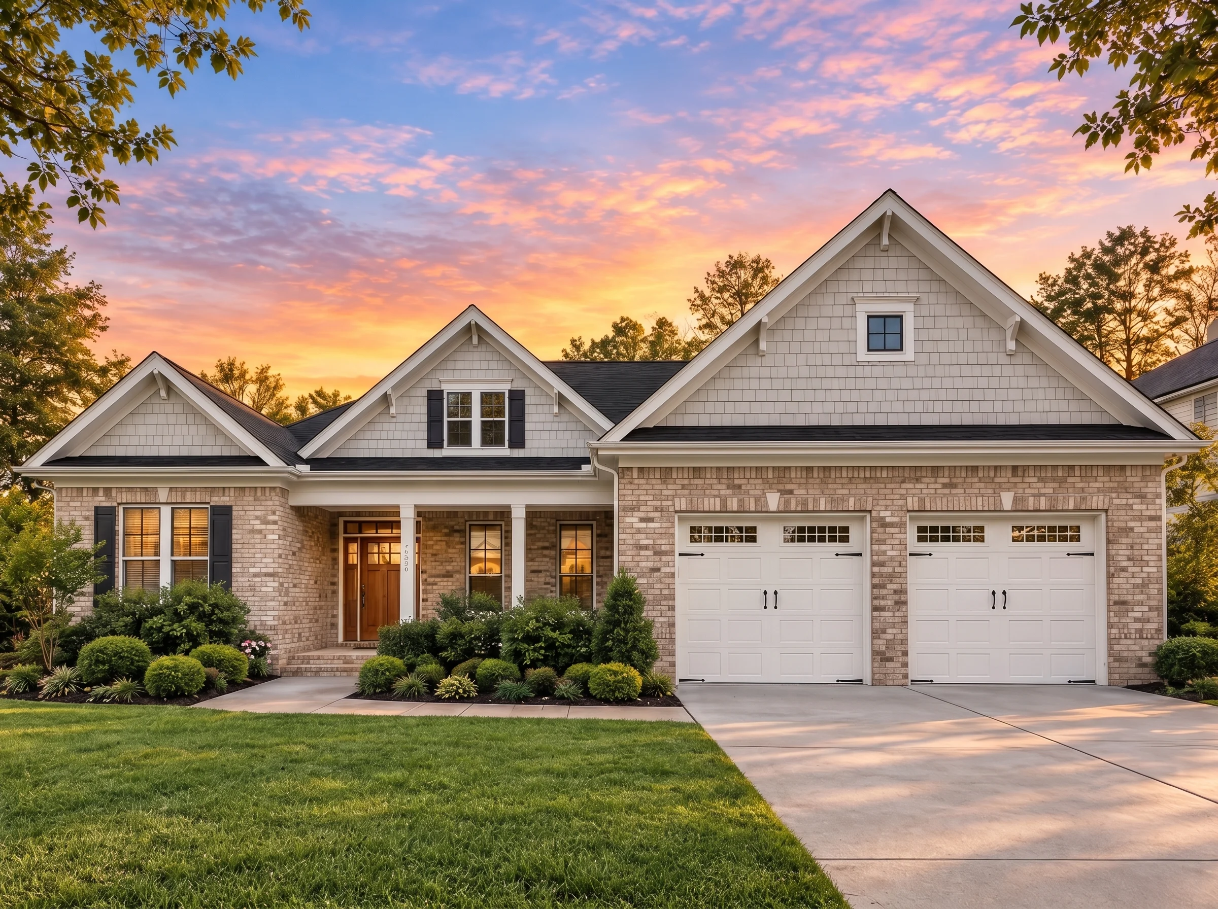 Plan  14-1548 – Auburn Field Estate  | New American – 4-Bed, 3-Bath, 2,010 SF - Natural Brick, AI-generated exterior concept
