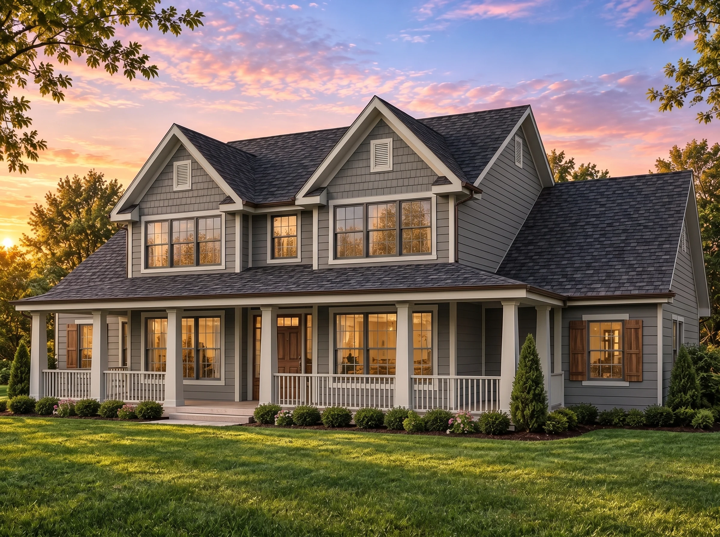 Plan  14-1541 – Laurel Cove Cottage  | Modern Farmhouse – 3-Bed, 2.5-Bath, 1,980 SF - Warm Charcoal, AI-generated exterior concept