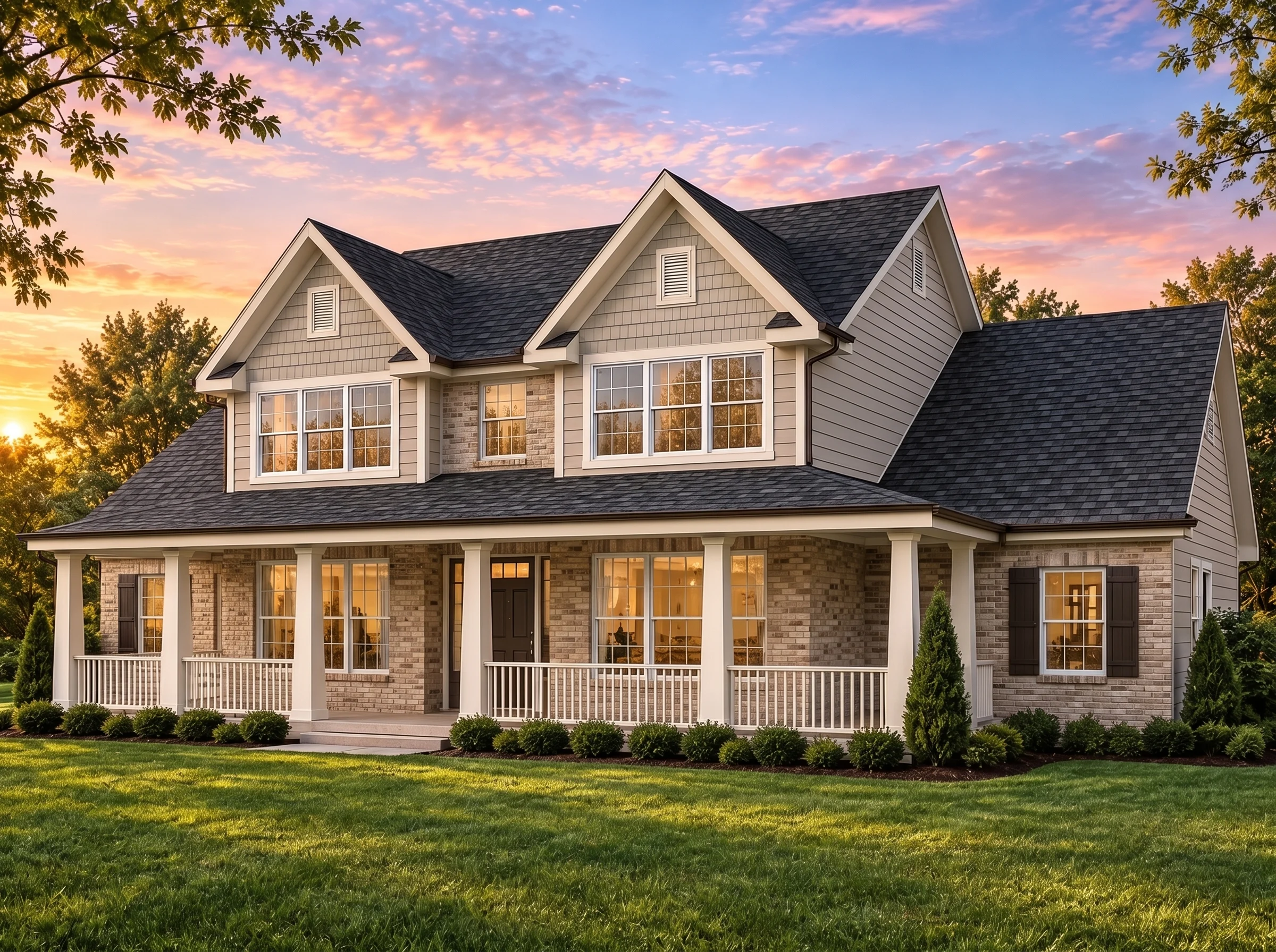 Plan  14-1541 – Laurel Cove Cottage  | Modern Farmhouse – 3-Bed, 2.5-Bath, 1,980 SF - Natural Brick, AI-generated exterior concept
