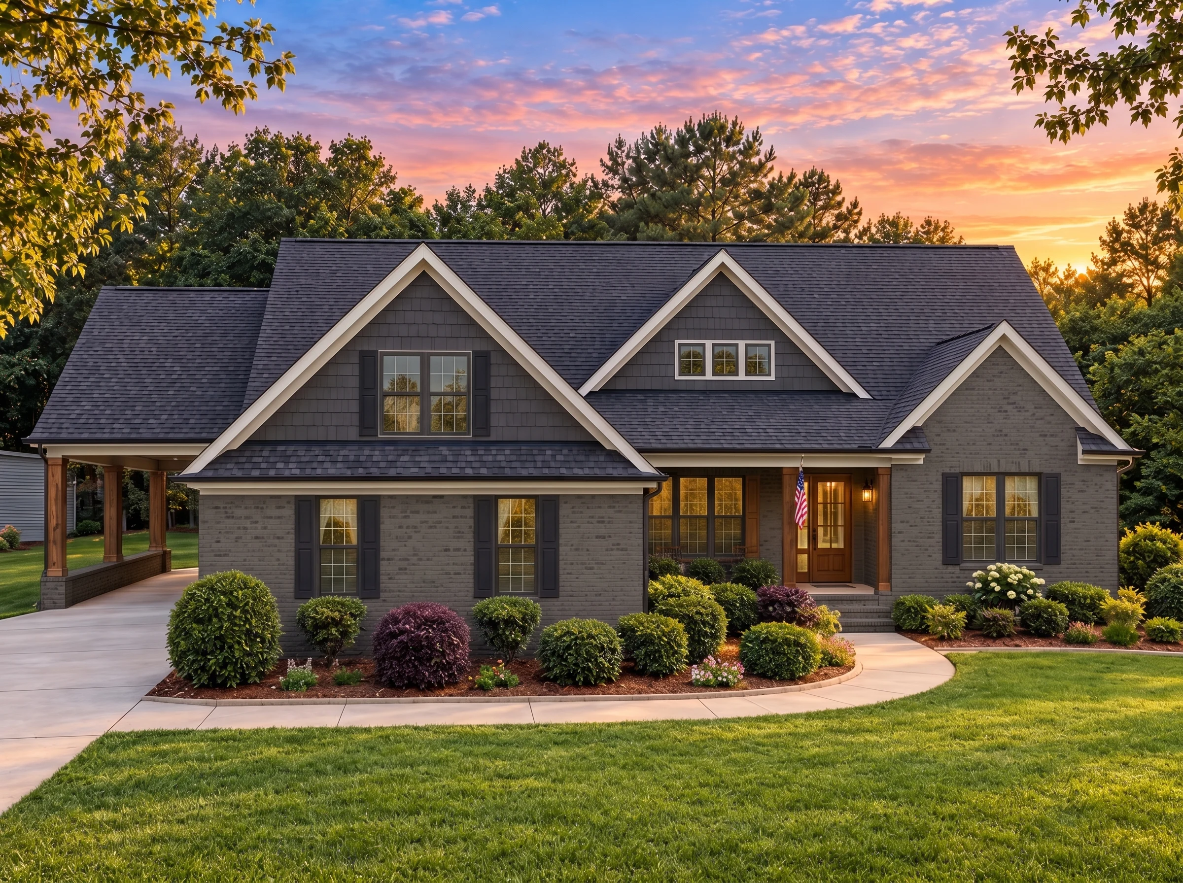 Plan  14-1490 – Auburn Station Villa  | Traditional Craftsman – 3-Bed, 3.5-Bath, 3,590 SF - Warm Charcoal, AI-generated exterior concept