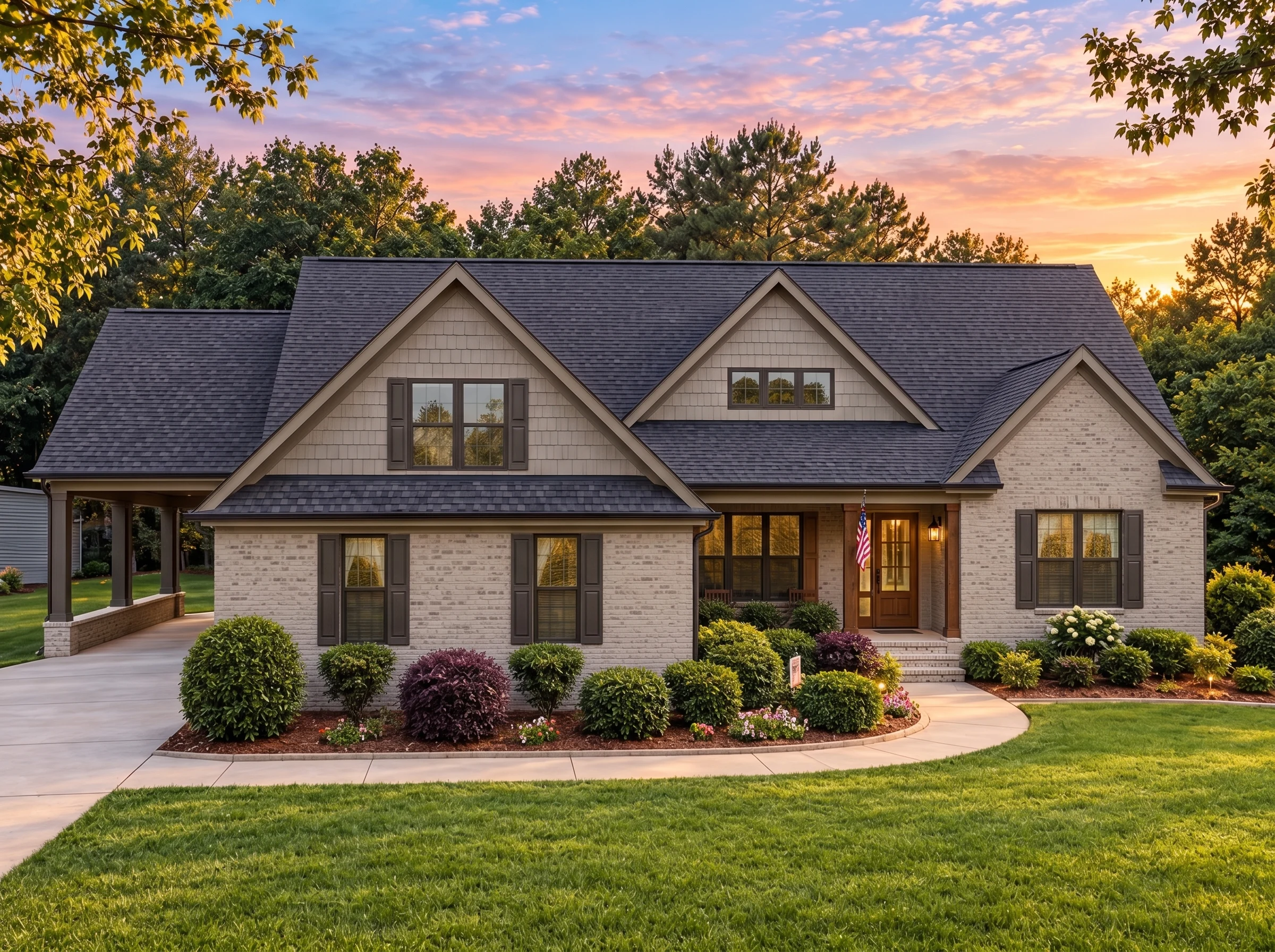 Plan  14-1490 – Auburn Station Villa  | Traditional Craftsman – 3-Bed, 3.5-Bath, 3,590 SF - Mushroom Taupe, AI-generated exterior concept