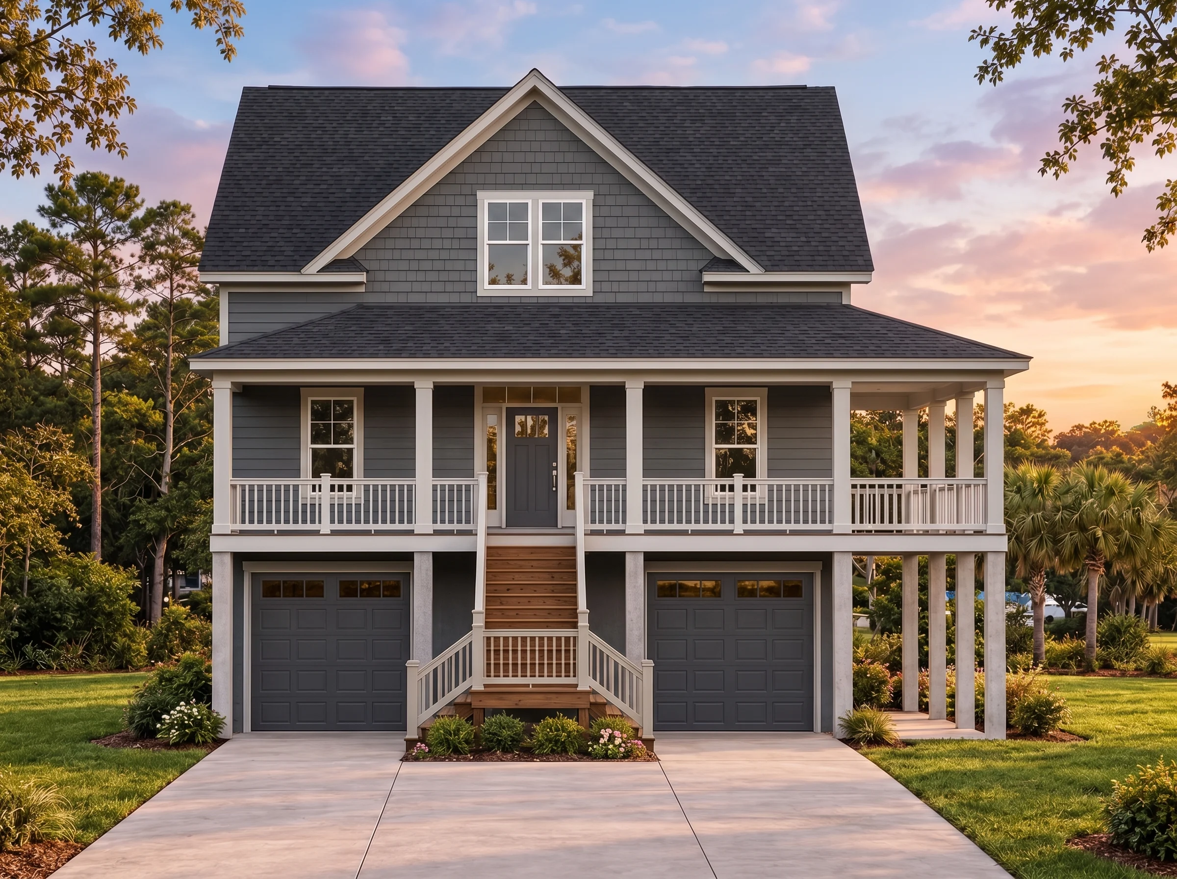 Plan  14-1462 – Aster Pointe Retreat  | Beach House - Warm Charcoal, AI-generated exterior concept