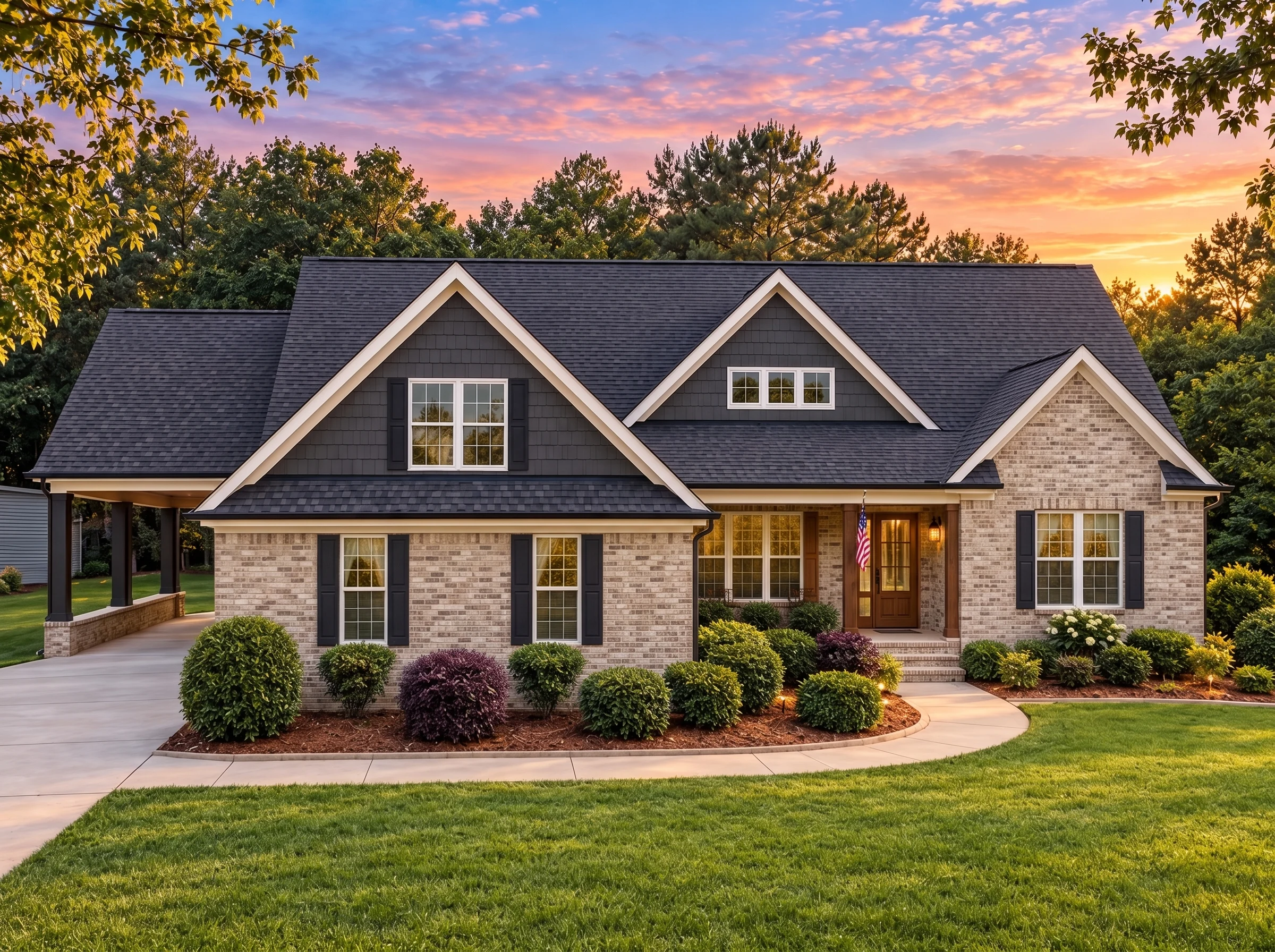 Plan  14-1490 – Auburn Station Villa  | Traditional Craftsman – 3-Bed, 3.5-Bath, 3,590 SF - Natural Brick, AI-generated exterior concept