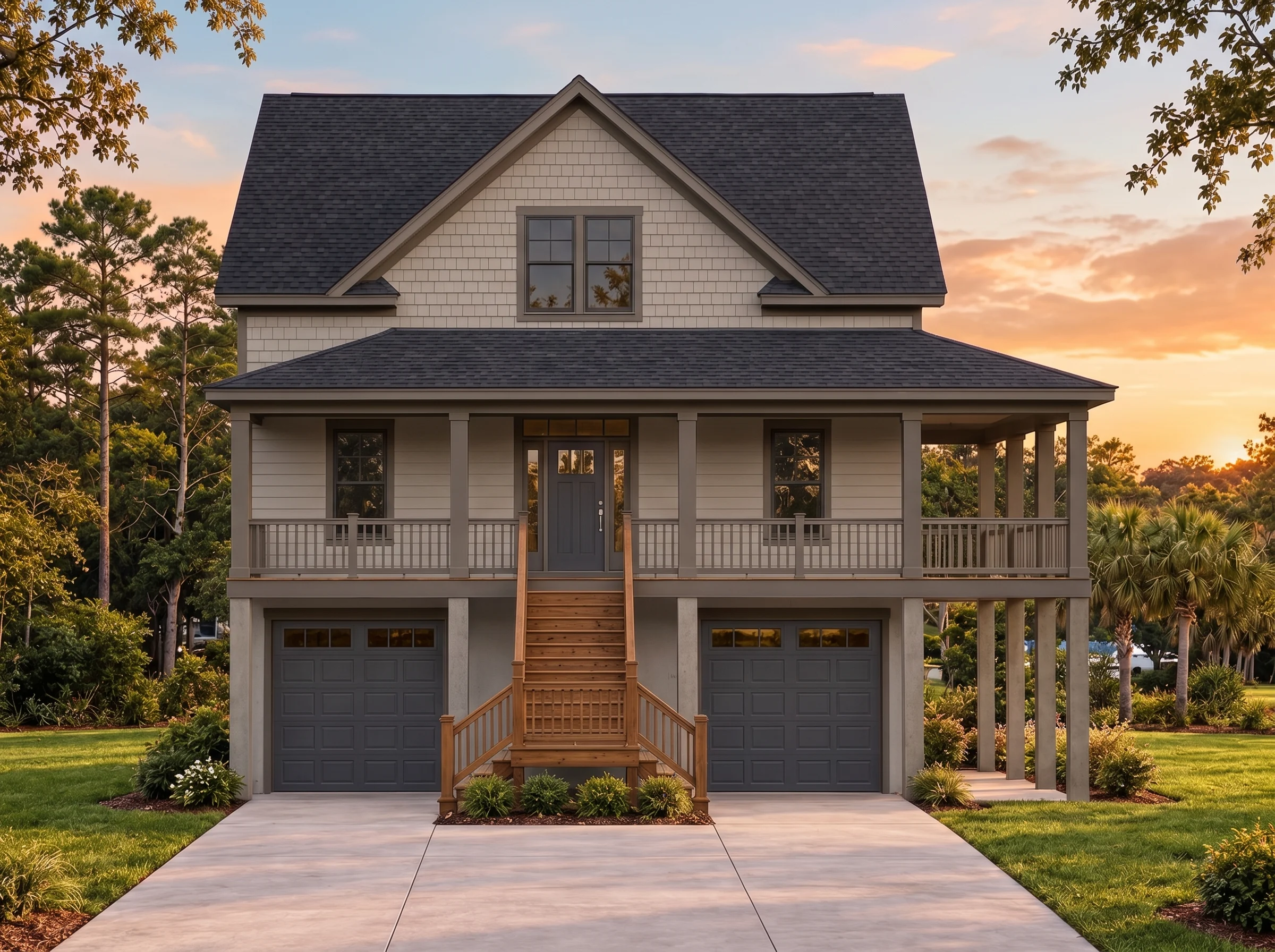 Plan  14-1462 – Aster Pointe Retreat  | Beach House - Mushroom Taupe, AI-generated exterior concept