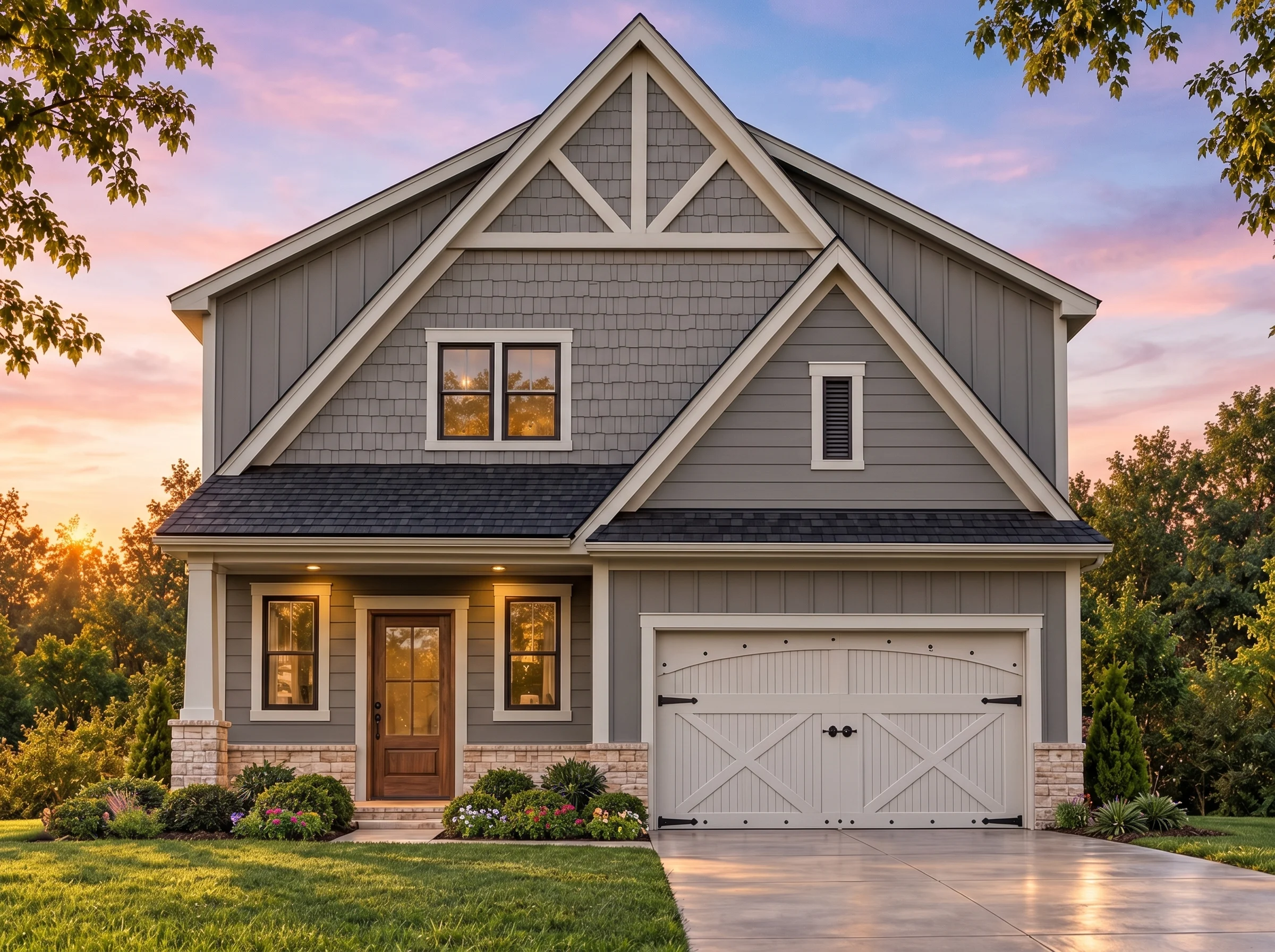 Plan  14-1704 – Pecan Valley Estate  | Traditional Craftsman – 3-Bed, 2.5-Bath, 3,014 SF - Warm Charcoal, AI-generated exterior concept