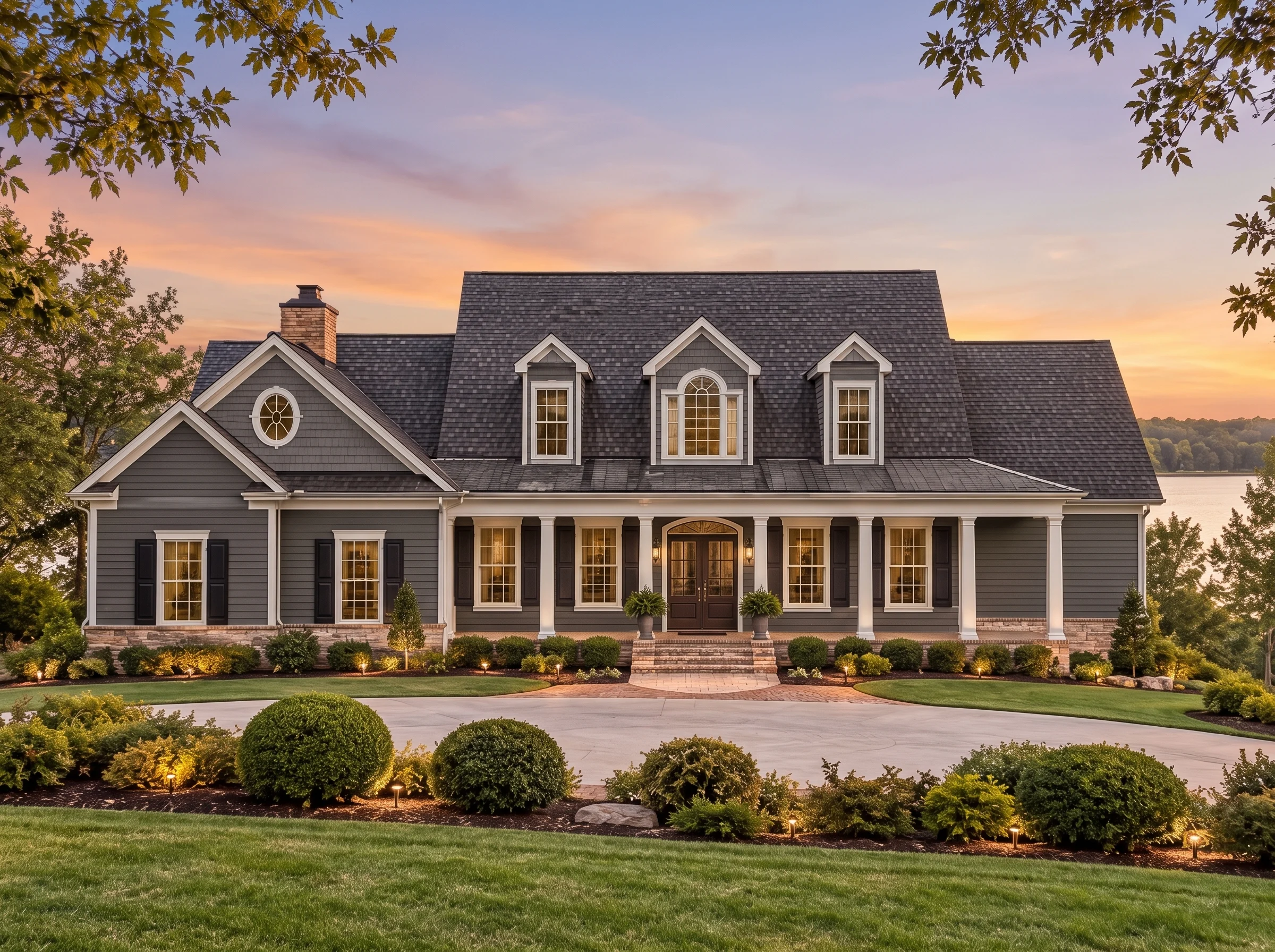 Plan  14-1723 – Nabdean | Colonial –  3-Bed, 3.5-Bath, 3,558 SF - Warm Charcoal, AI-generated exterior concept