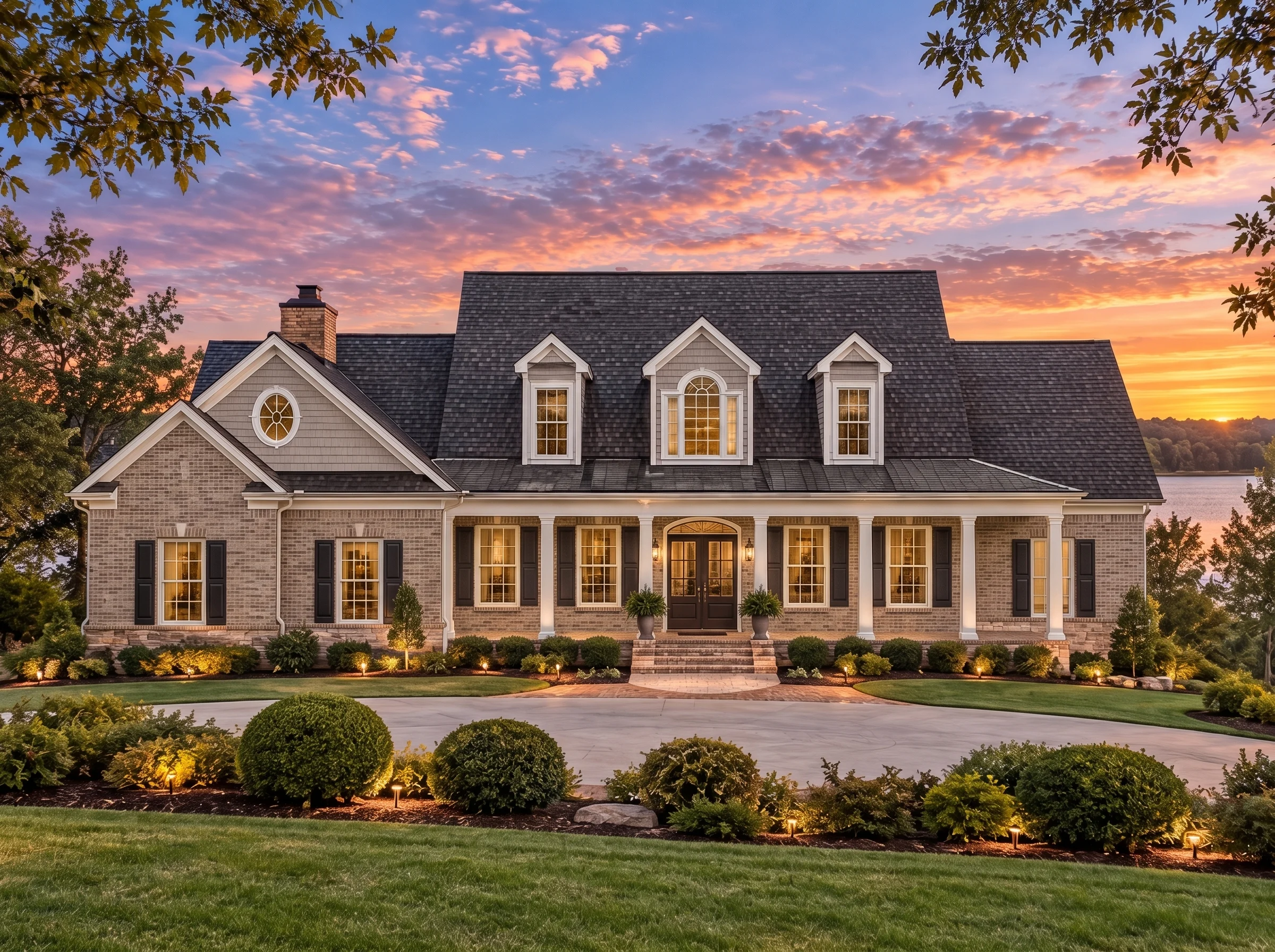 Plan  14-1723 – Nabdean | Colonial –  3-Bed, 3.5-Bath, 3,558 SF - Natural Brick, AI-generated exterior concept