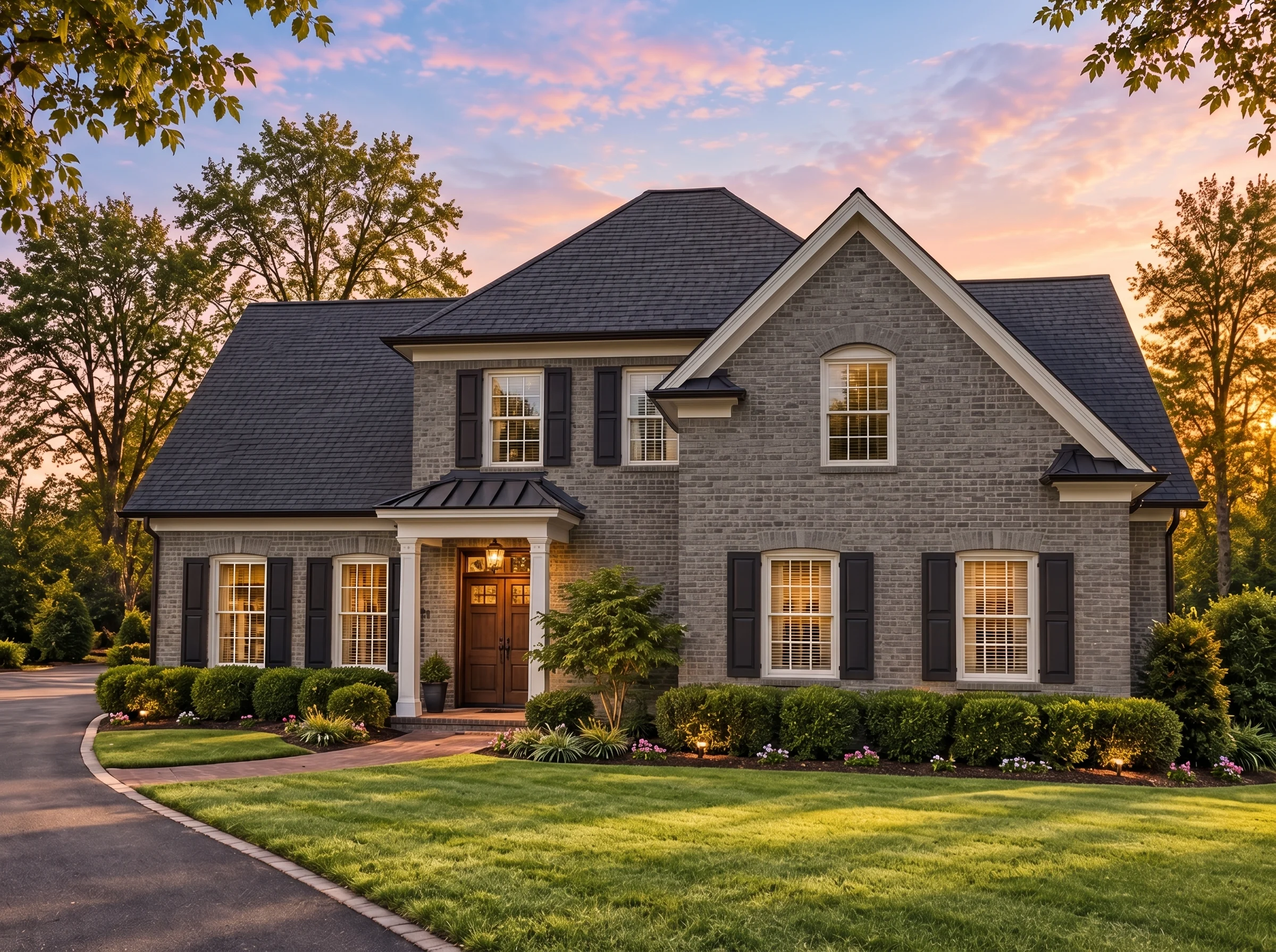Plan  14-1572 – Callington Retreat |  Traditional Colonial – 4-Bed, 3.5-Bath, 4,414 SF - Warm Charcoal, AI-generated exterior concept