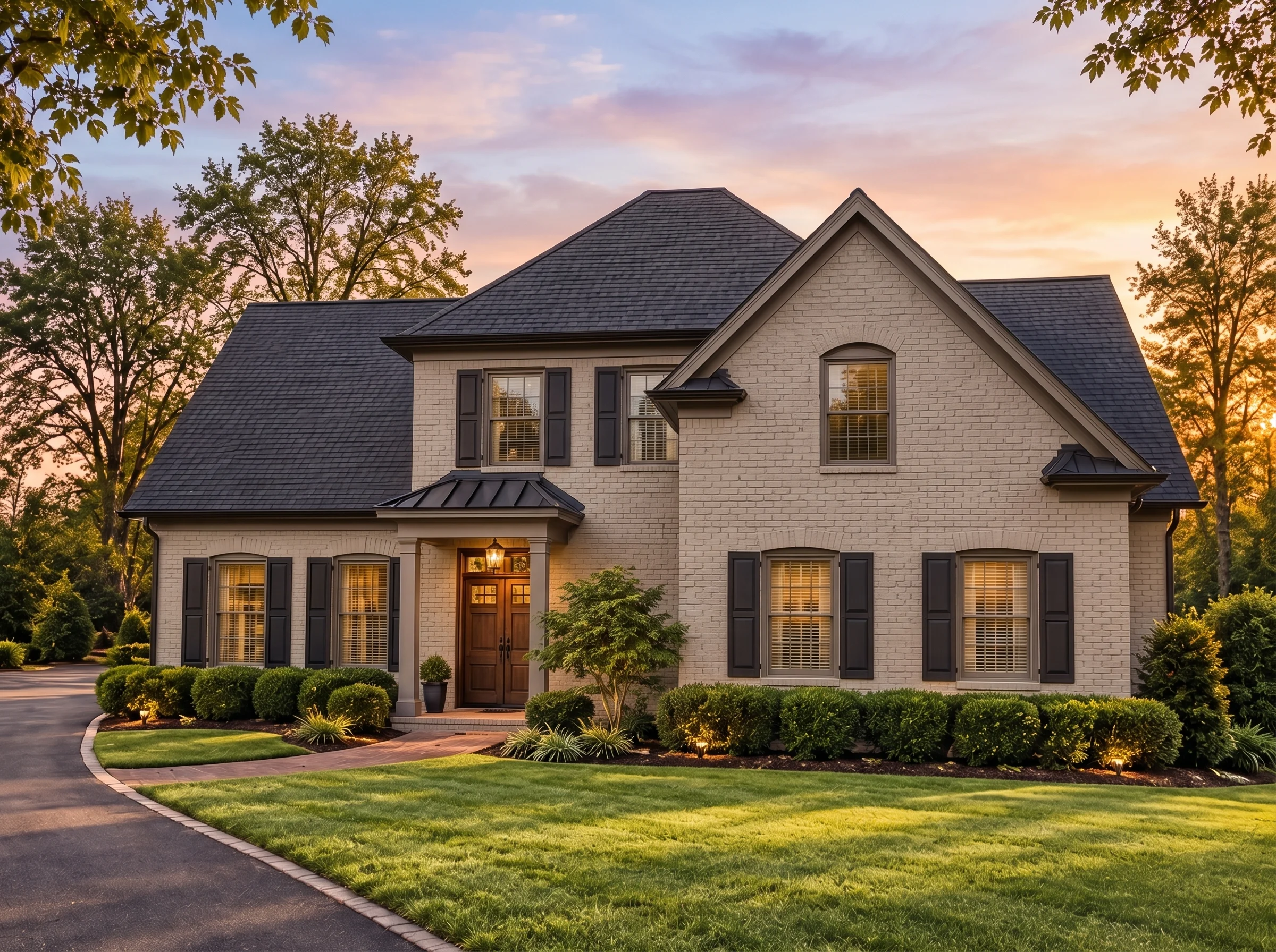 Plan  14-1572 – Callington Retreat |  Traditional Colonial – 4-Bed, 3.5-Bath, 4,414 SF - Mushroom Taupe, AI-generated exterior concept