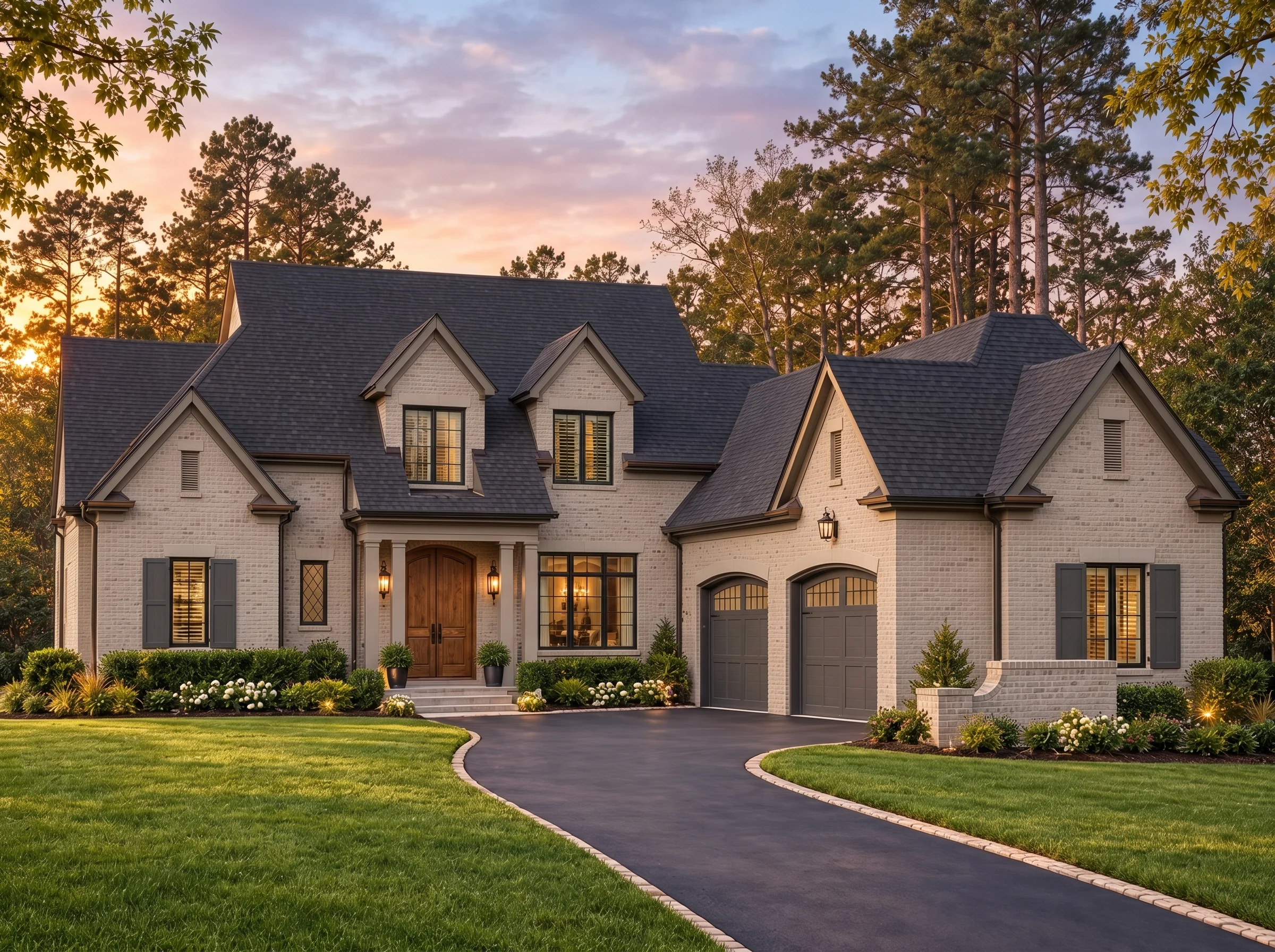 Plan  14-1729 – Facade Estate |  Traditional – 4-Bed, 3.5-Bath, 4,405 SF - Mushroom Taupe, AI-generated exterior concept