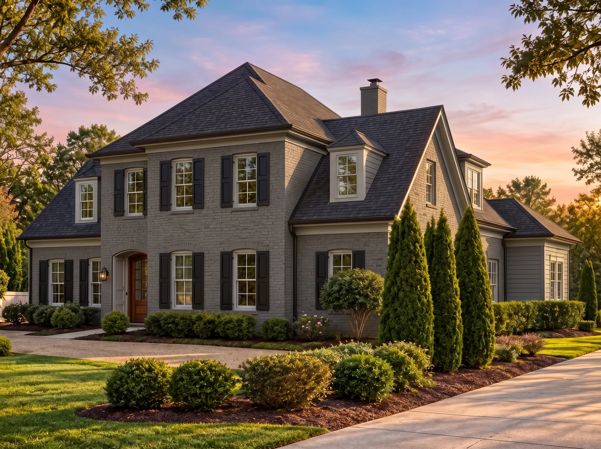 Plan  14-1750 – Walnut Cove Cabin |  Colonial Revival - Warm Charcoal, AI-generated exterior concept