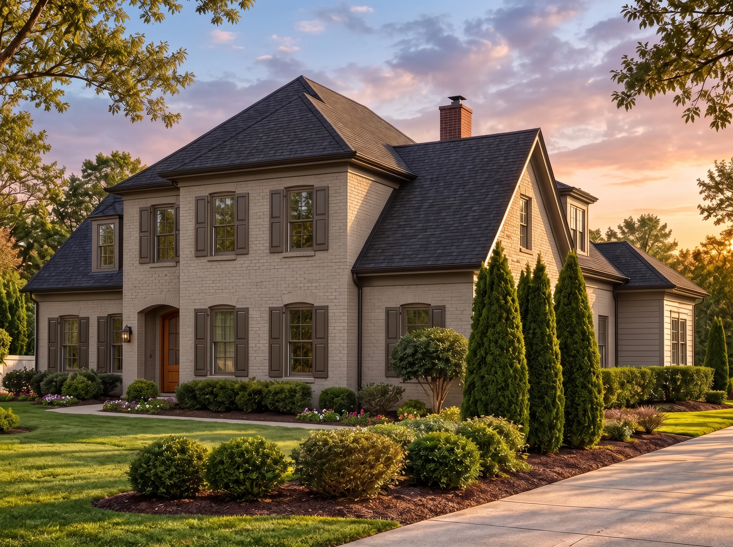 Plan  14-1750 – Walnut Cove Cabin |  Colonial Revival - Mushroom Taupe, AI-generated exterior concept