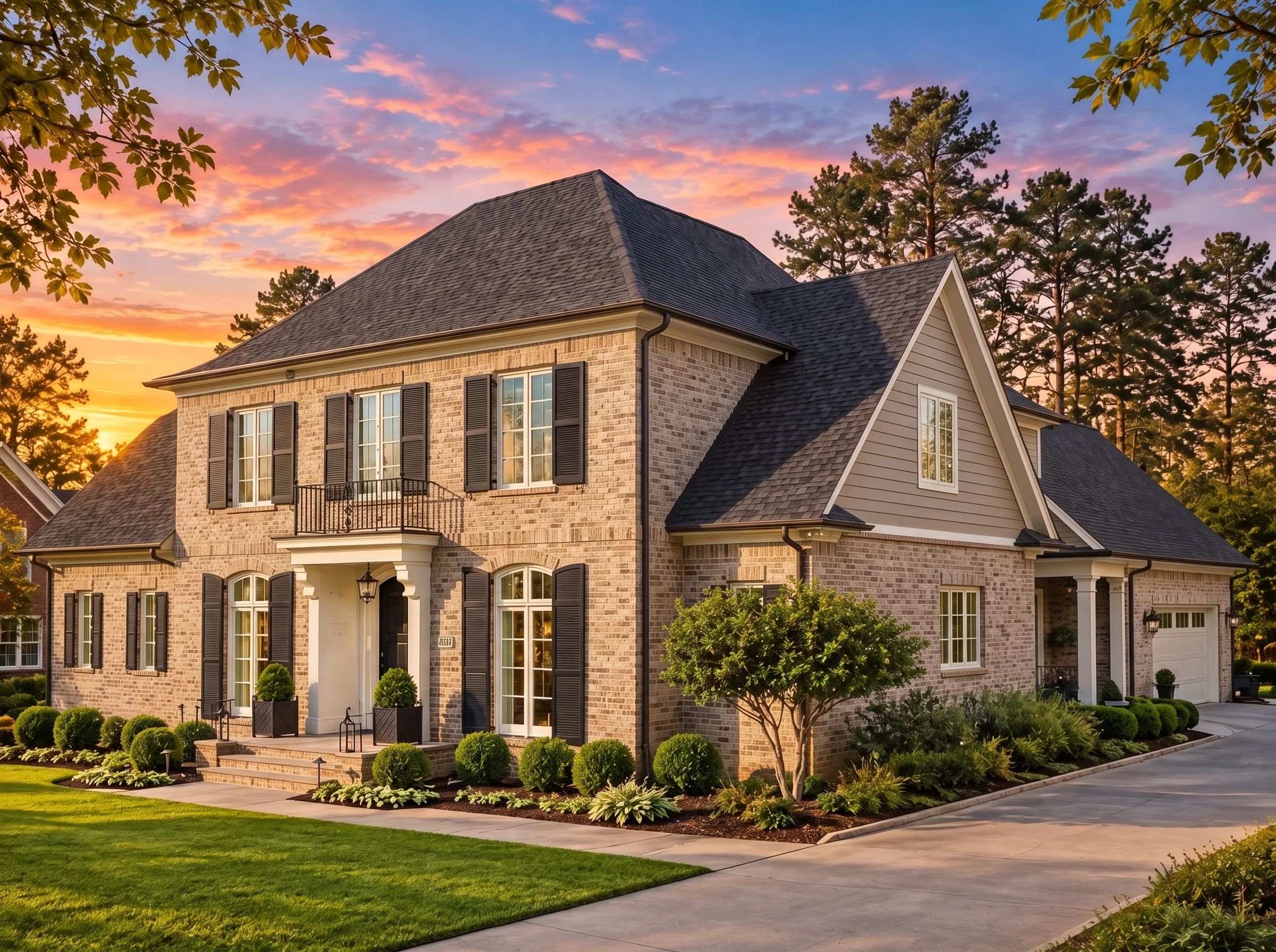 Plan  14-1809 – Michigan Basin |  Colonial – 3-Bed, 3.5-Bath, 4,563 SF - Natural Brick, AI-generated exterior concept
