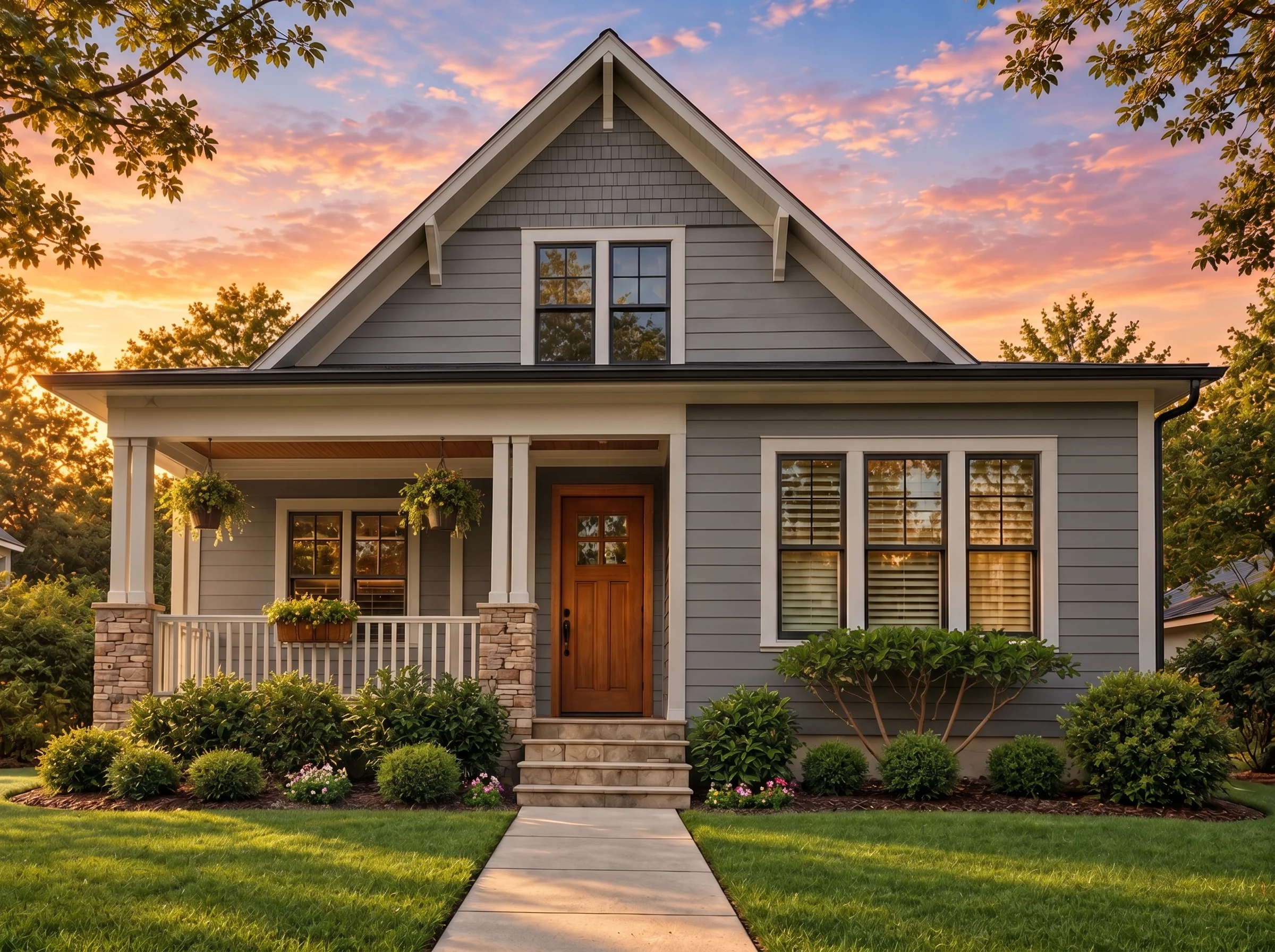 Plan  14-1992 – Maple Cove Cottage |  Farmhouse Cottage – 4-Bed, 3.5-Bath, 3,145 SF - Warm Charcoal, AI-generated exterior concept