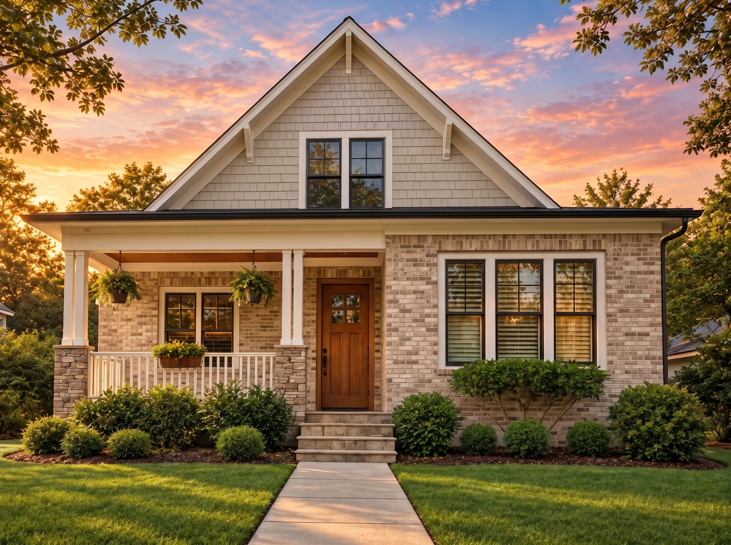 Plan  14-1992 – Maple Cove Cottage |  Farmhouse Cottage – 4-Bed, 3.5-Bath, 3,145 SF - Natural Brick, AI-generated exterior concept