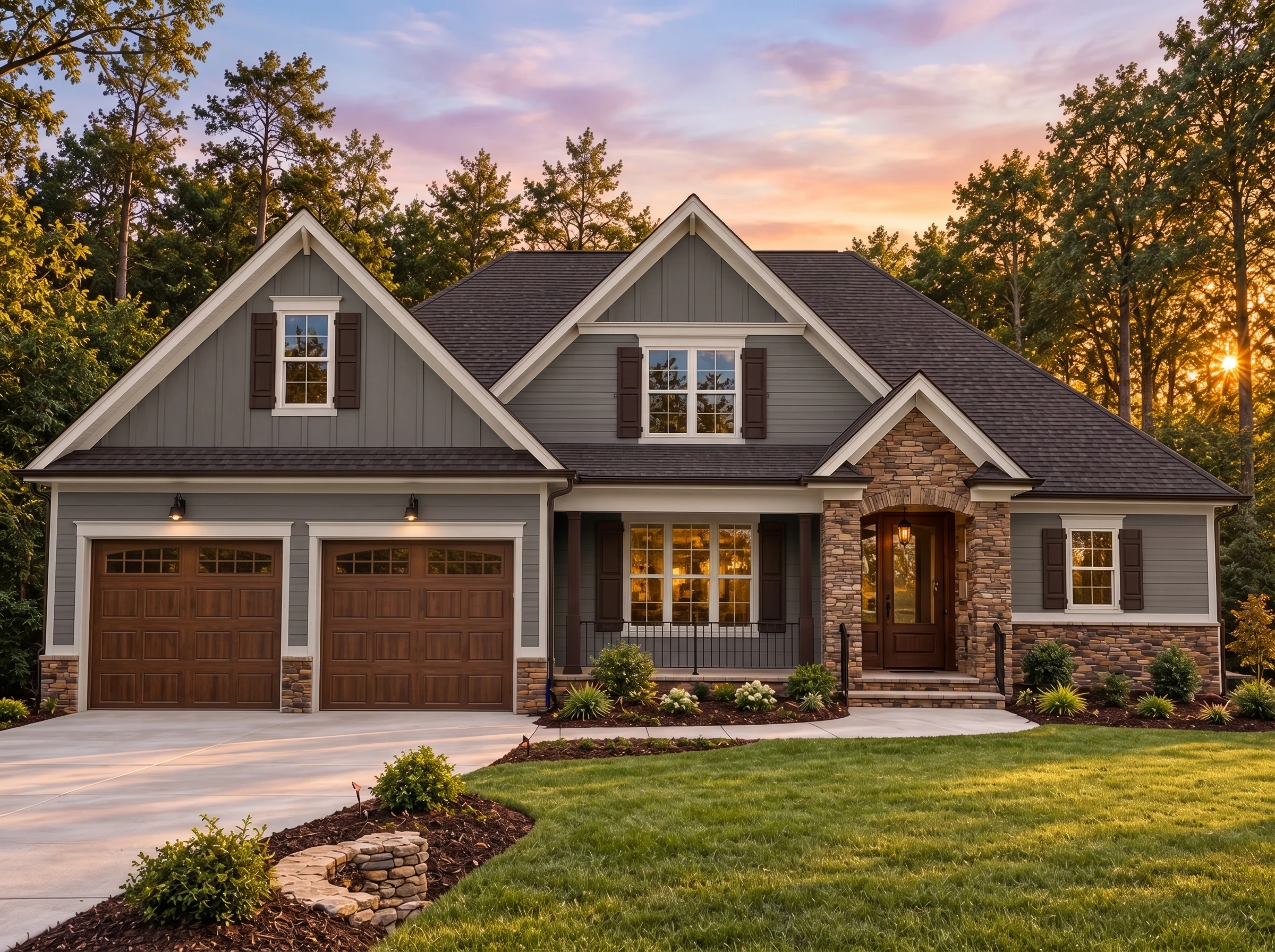Plan  14-2010 – Ardoram | New  American – 4-Bed, 3-Bath, 2,995 SF - Warm Charcoal, AI-generated exterior concept