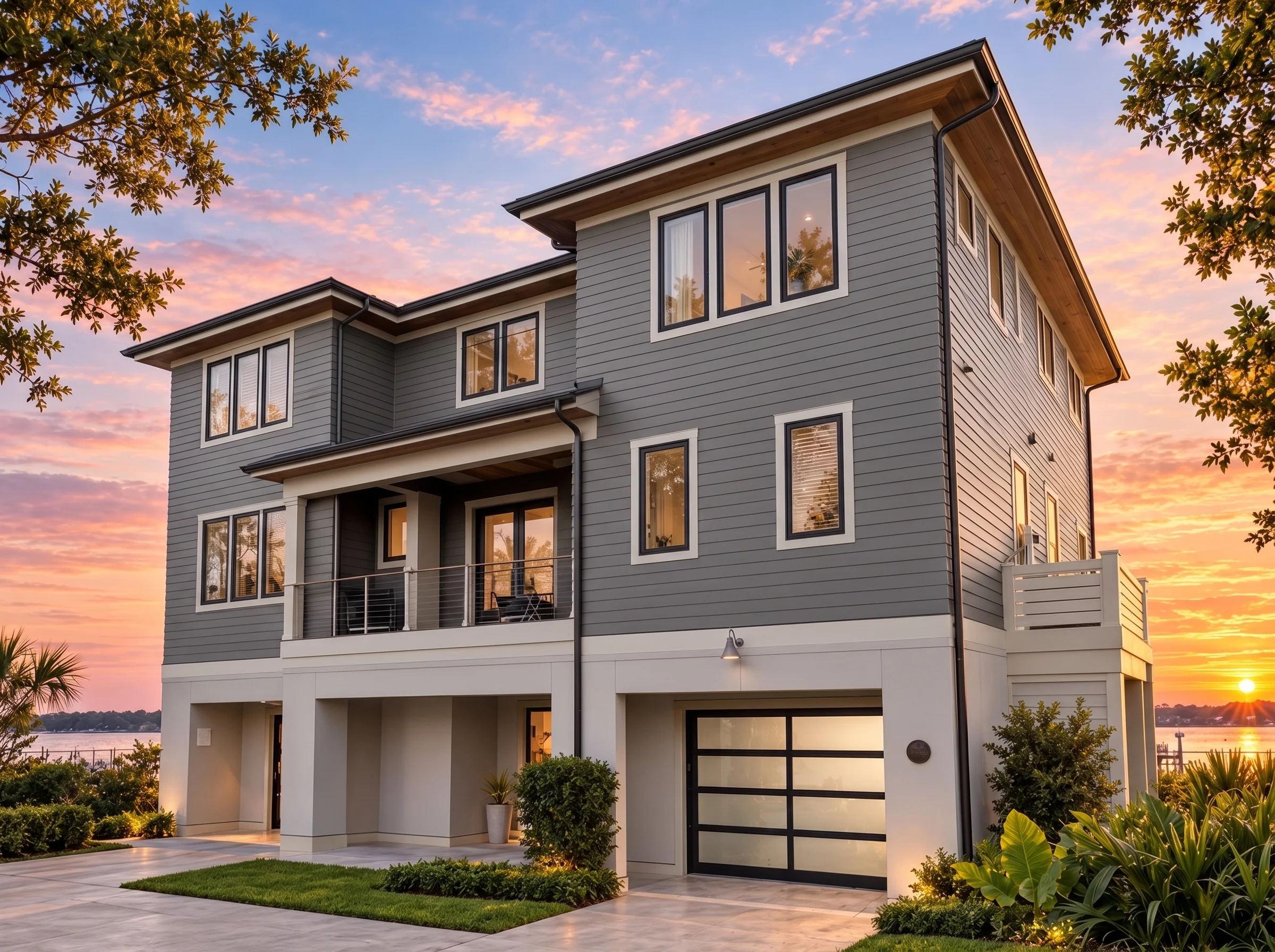 Plan  14-2098 – Auburn Garden Villa  | Contemporary – 4-Bed, 3-Bath, 3,545 SF - Warm Charcoal, AI-generated exterior concept