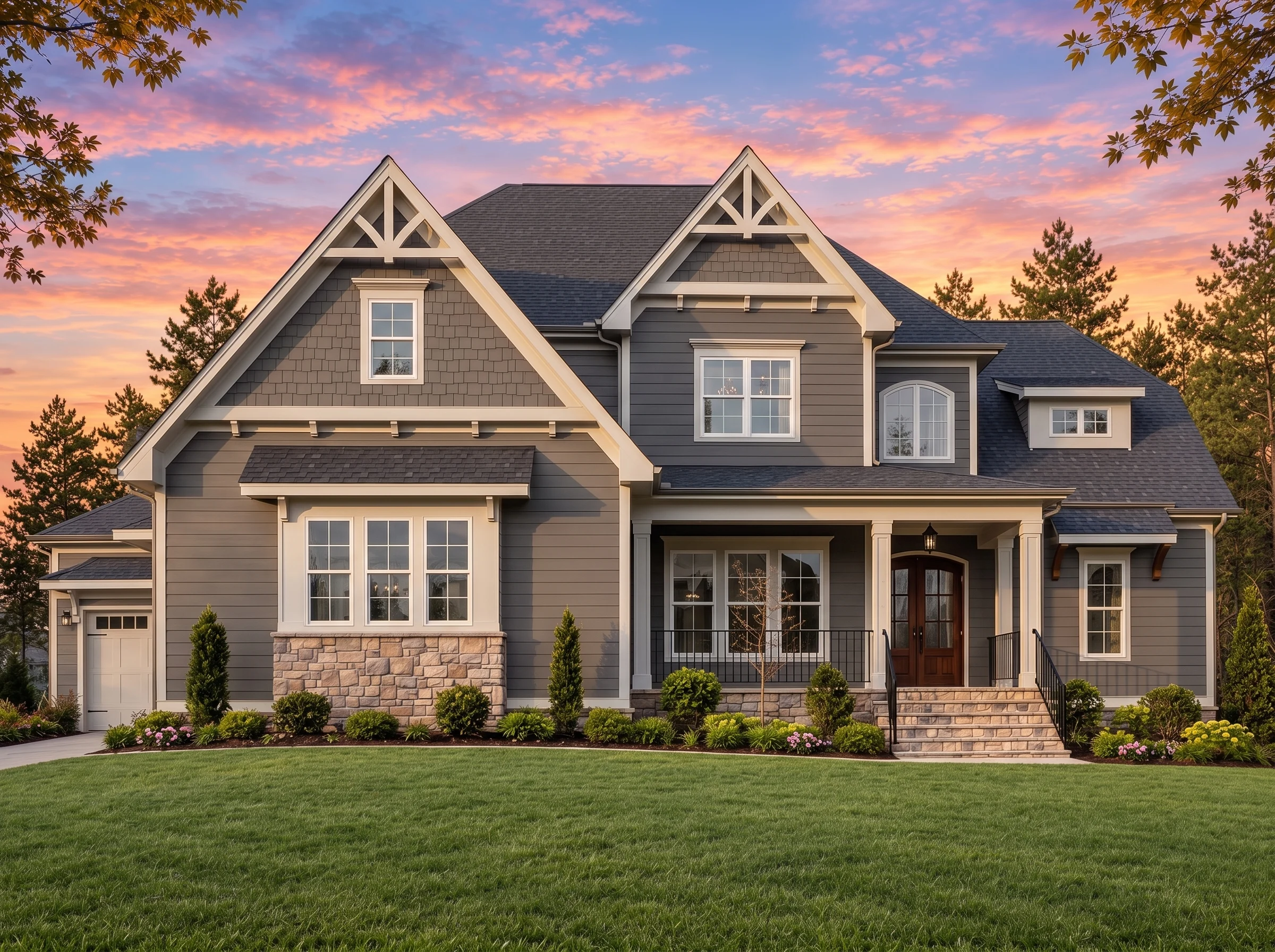 Plan  14-2171 – Cypress Meadow Estate  | Traditional – 5-Bed, 4.5-Bath, 4,417 SF - Warm Charcoal, AI-generated exterior concept