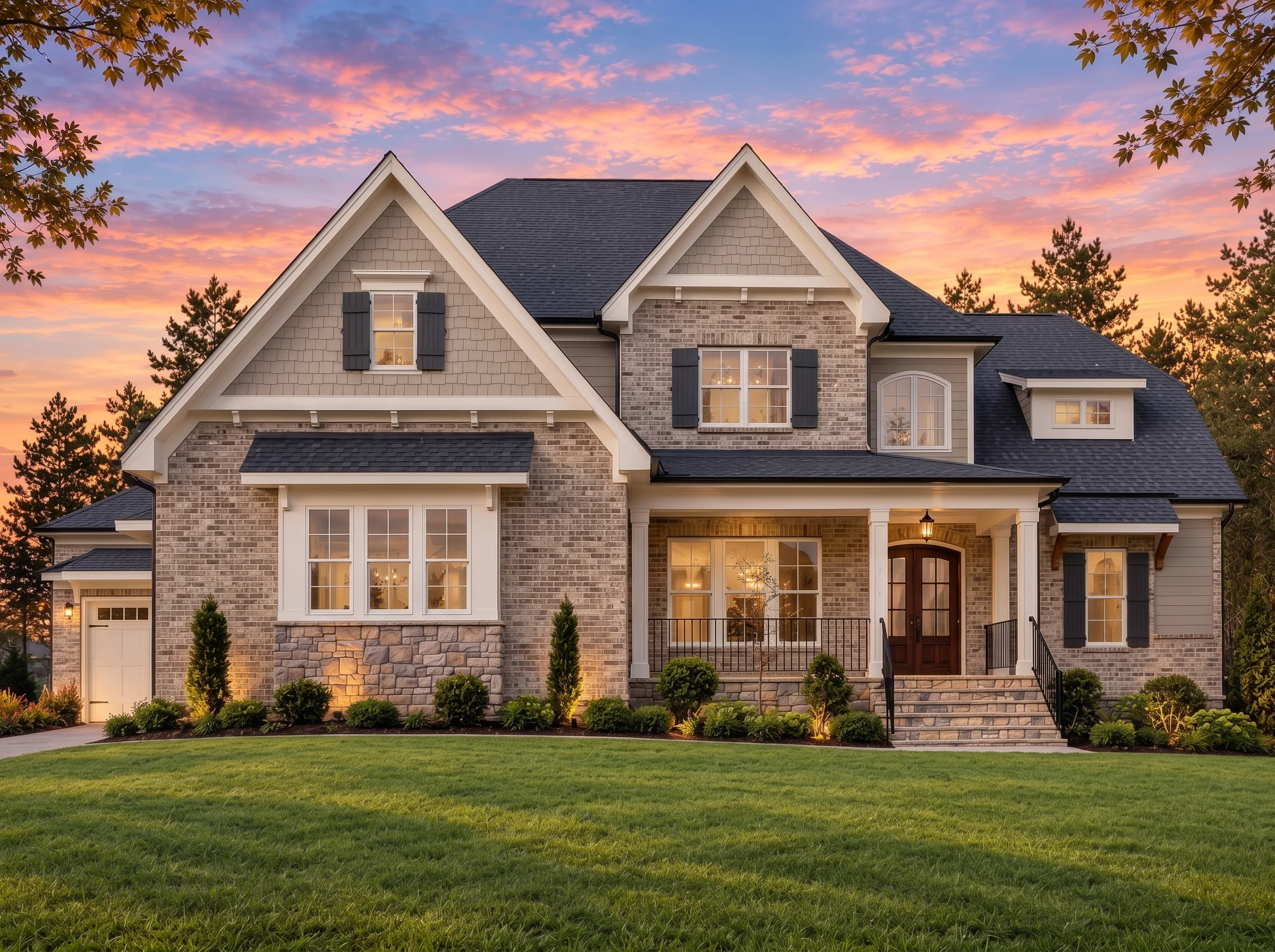 Plan  14-2171 – Cypress Meadow Estate  | Traditional – 5-Bed, 4.5-Bath, 4,417 SF - Natural Brick, AI-generated exterior concept