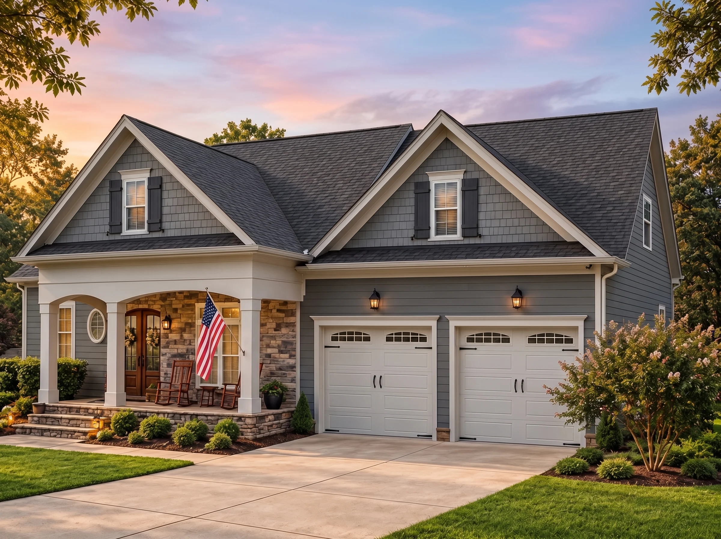 Plan  15-1162 – Auburn Trail Hall |  New American – 4-Bed, 4-Bath, 3,180 SF - Warm Charcoal, AI-generated exterior concept