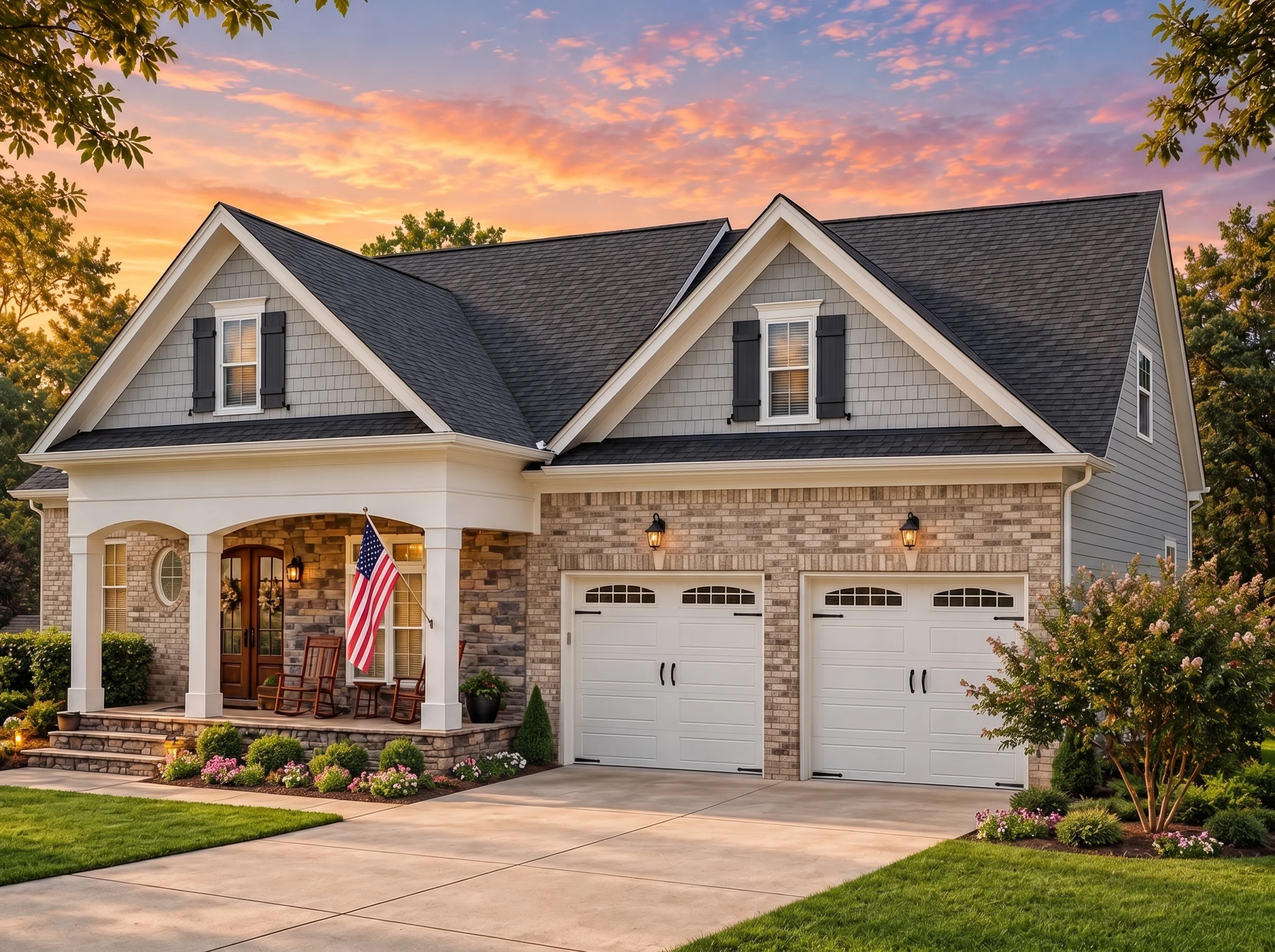 Plan  15-1162 – Auburn Trail Hall |  New American – 4-Bed, 4-Bath, 3,180 SF - Natural Brick, AI-generated exterior concept